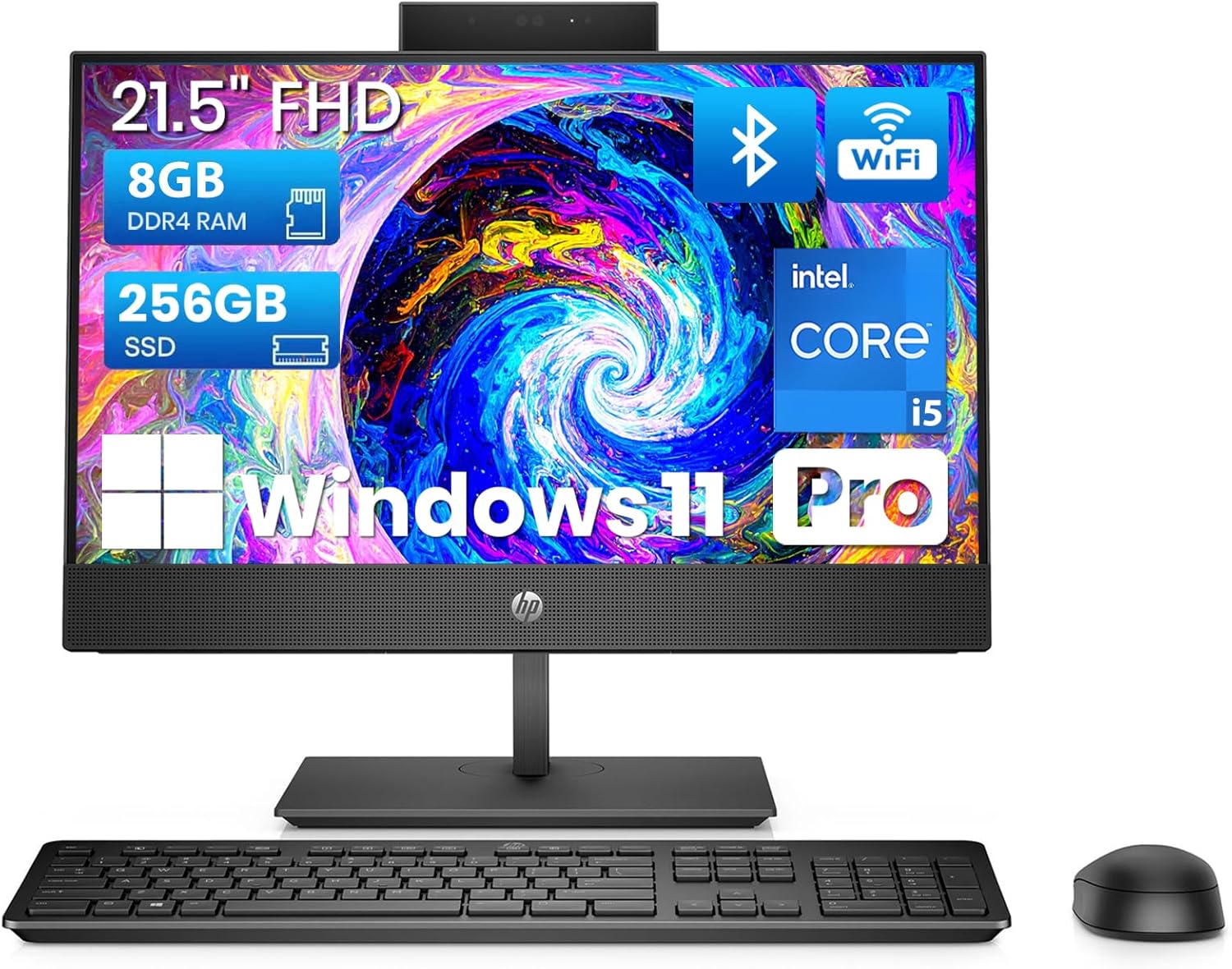 HP ProOne 600 G4 All-in-One Desktop Computer PC with 21.5-inch FHD Monitor, Intel Core i5-8500T up to 3.5GHz, 8GB RAM, 256GB SSD, WiFi, Windows 11 Pro (Renewed)