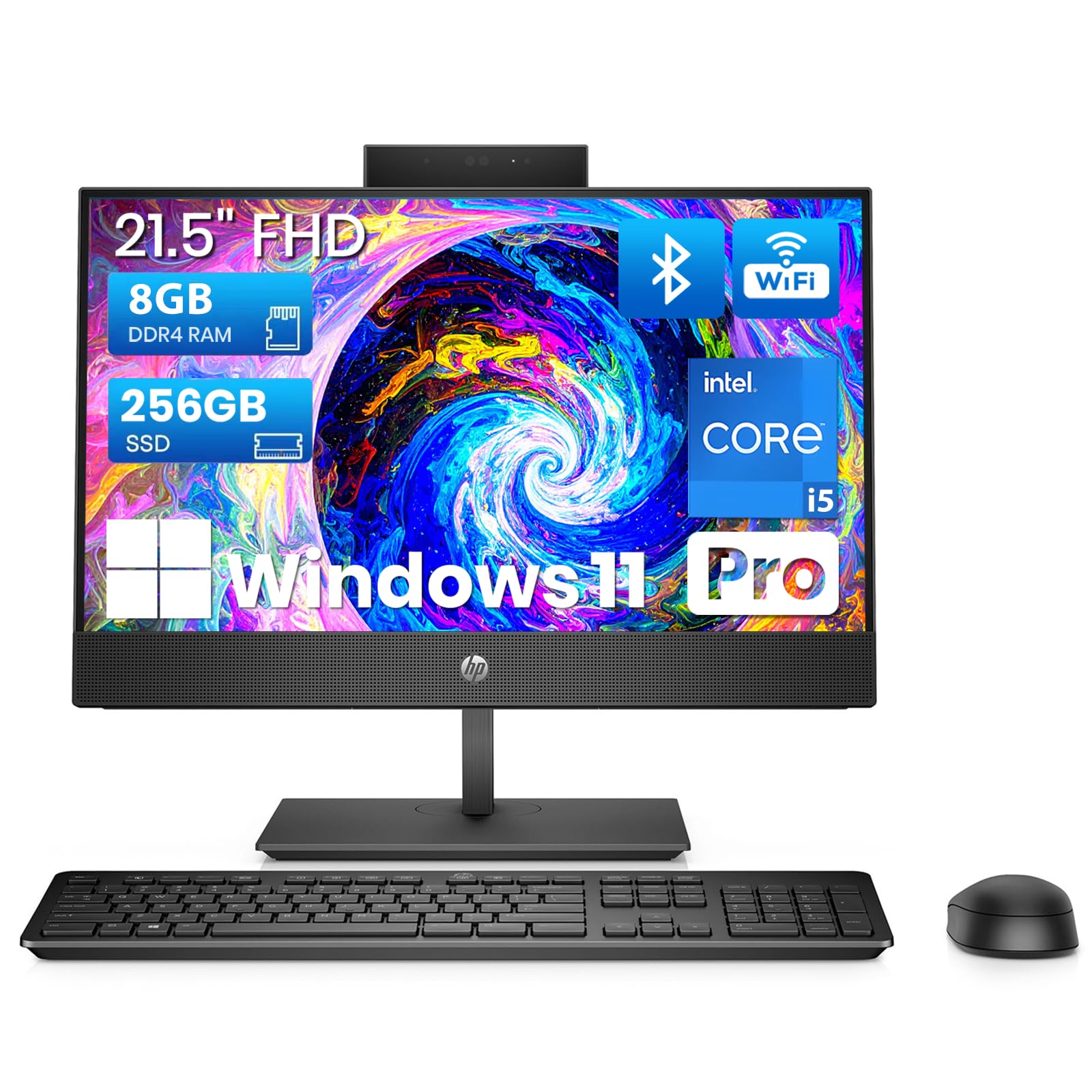 HP ProOne 600 G4 All-in-One Desktop Computer PC with 21.5-inch FHD Monitor, Intel Core i5-8500T up to 3.5GHz, 8GB RAM, 256GB SSD, WiFi, Windows 11 Pro (Renewed)