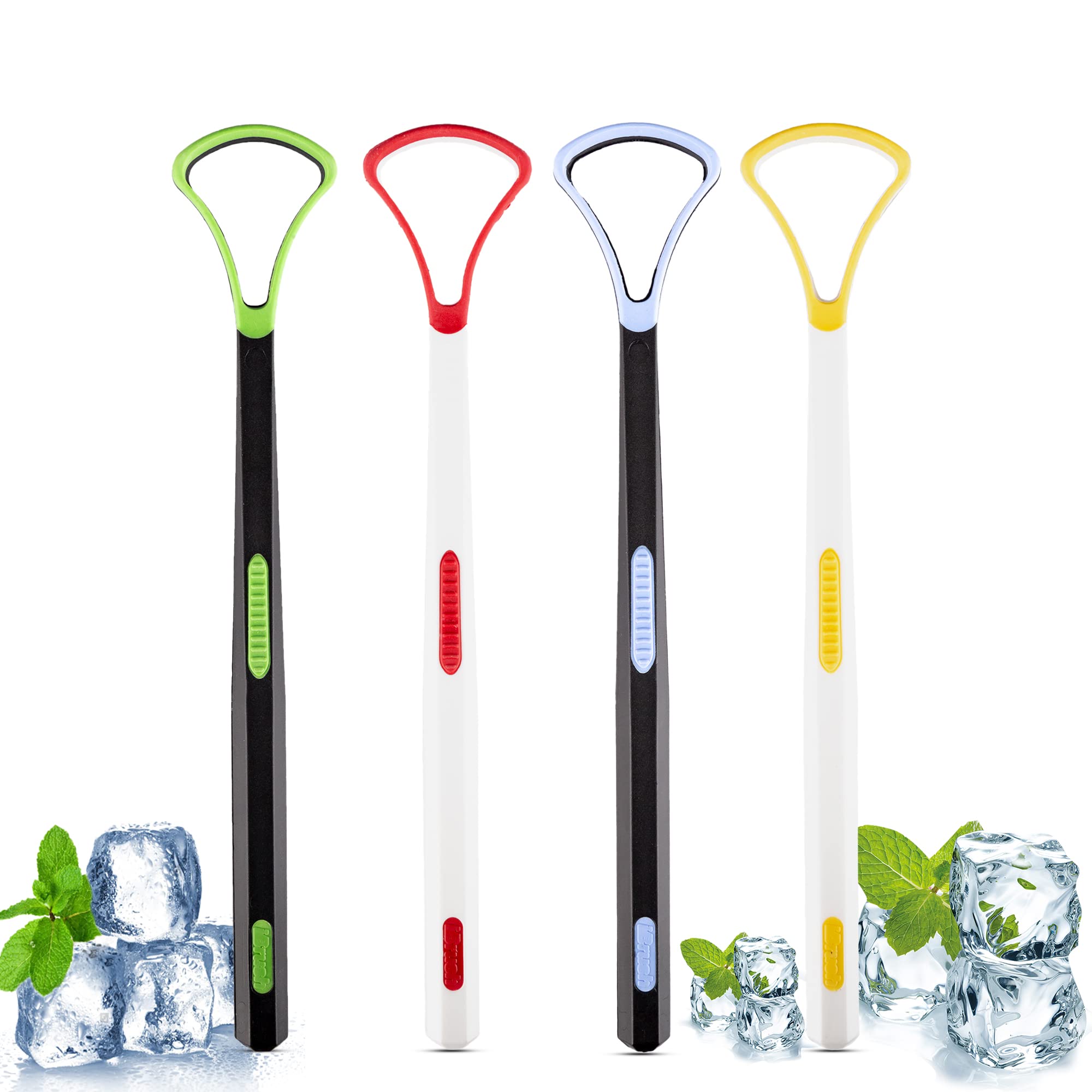Tongue Scraper Cleaner 4 Pieces 100% BPA Free Tongue Scrapers with Travel Handy Case for Adults, Kids, Healthy Oral Care, Easy to Use, Help Fight Bad Breath