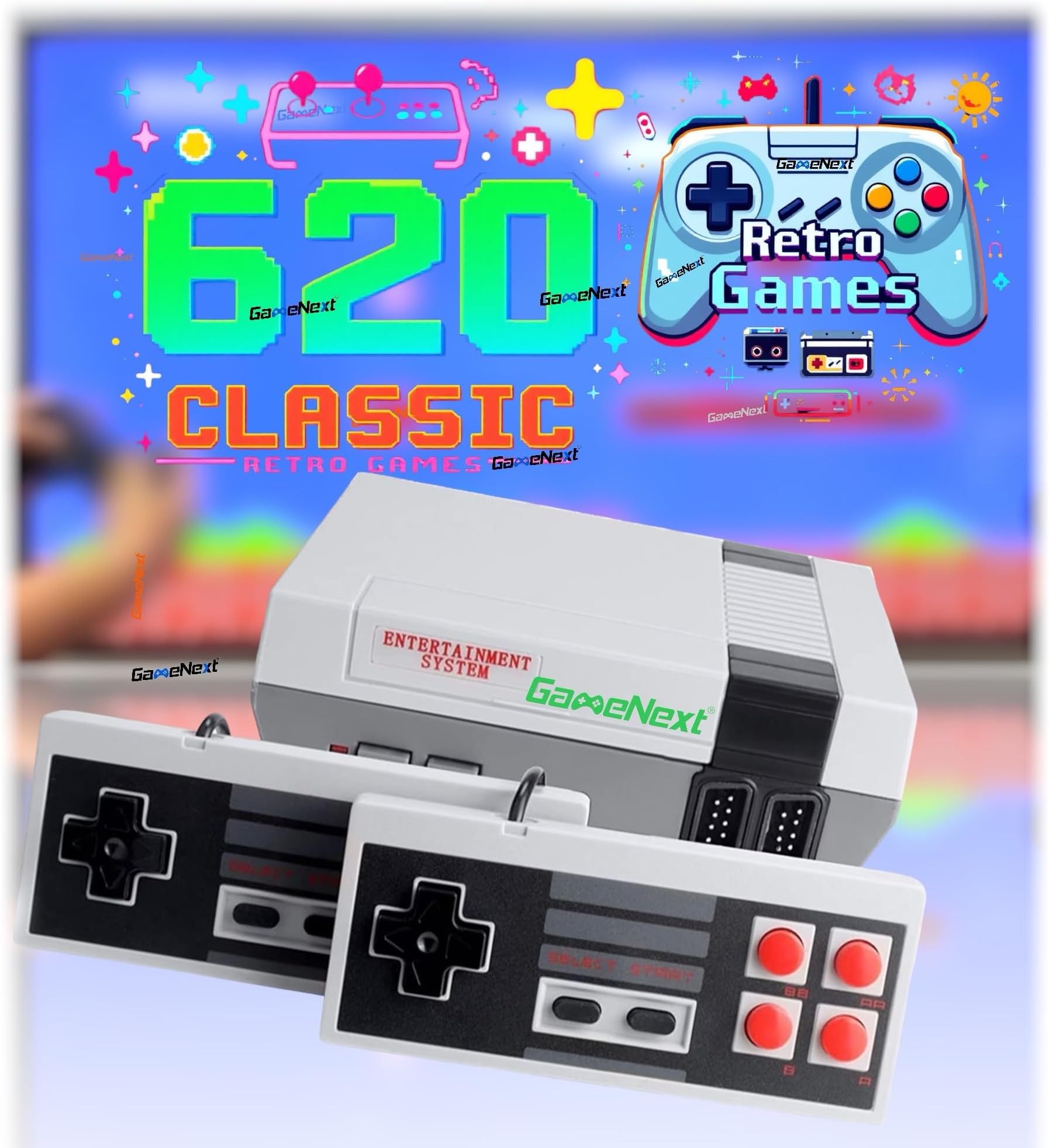 - Retro Game Console,Classic Mini Handheld Video Game Console Built-in 620 Classic Edition Games, AV Output and Dual Game Controllers
