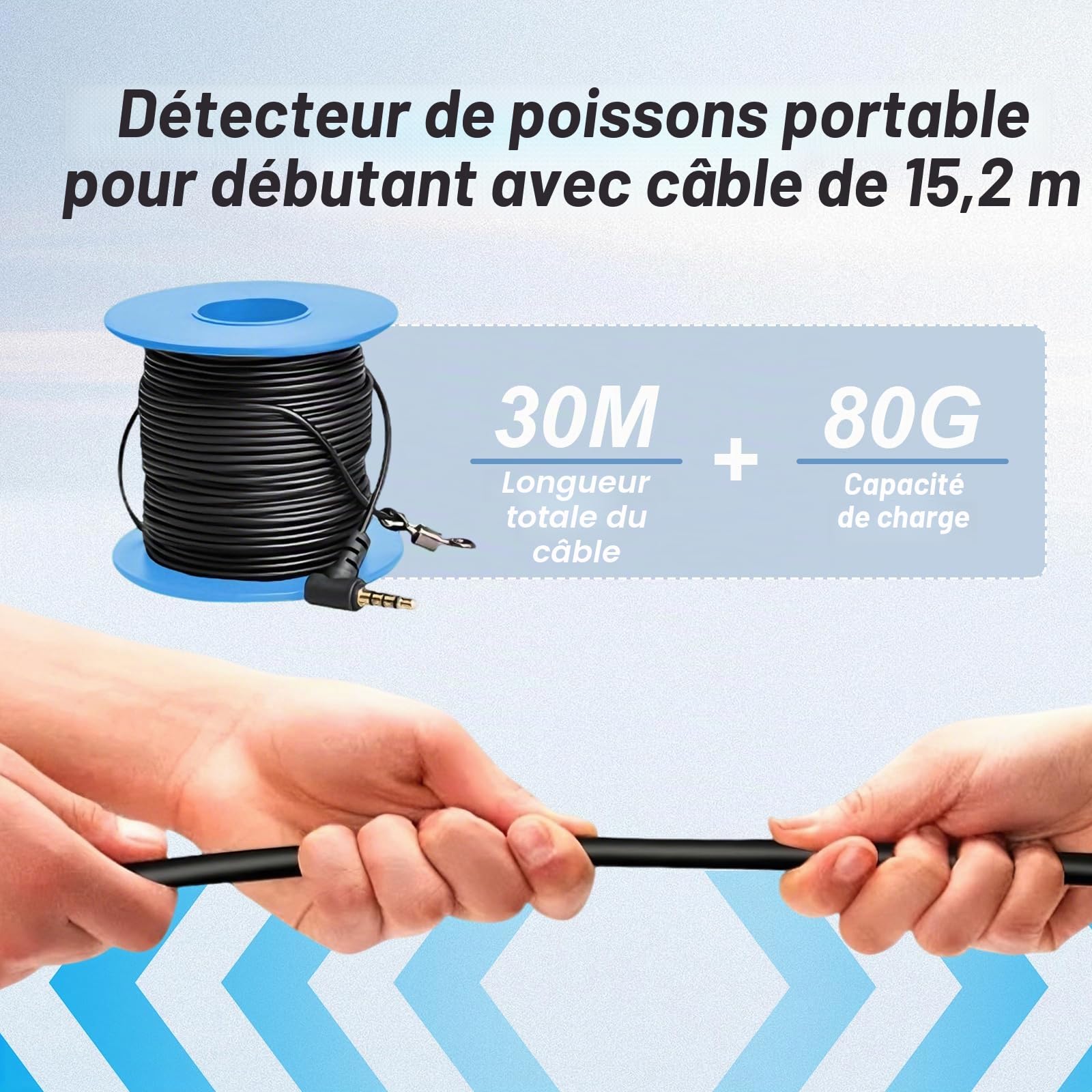 Camera sous Marine avec Sondeur, Sondeur étanche IP67 avec écran IPS HD de 4,3 Pouces et Câble de 30 Mètres pour la Pêche sur Glace, en Bateau, du Bord et en Kayak