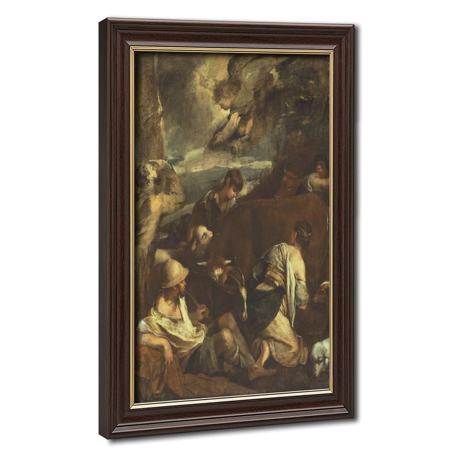WCYB Jacopo Bassano - The Annunciation to The Shepherds Posters Prints Canvas Deco Paintings Wall Art Hangable Frame 16" L X 24" W