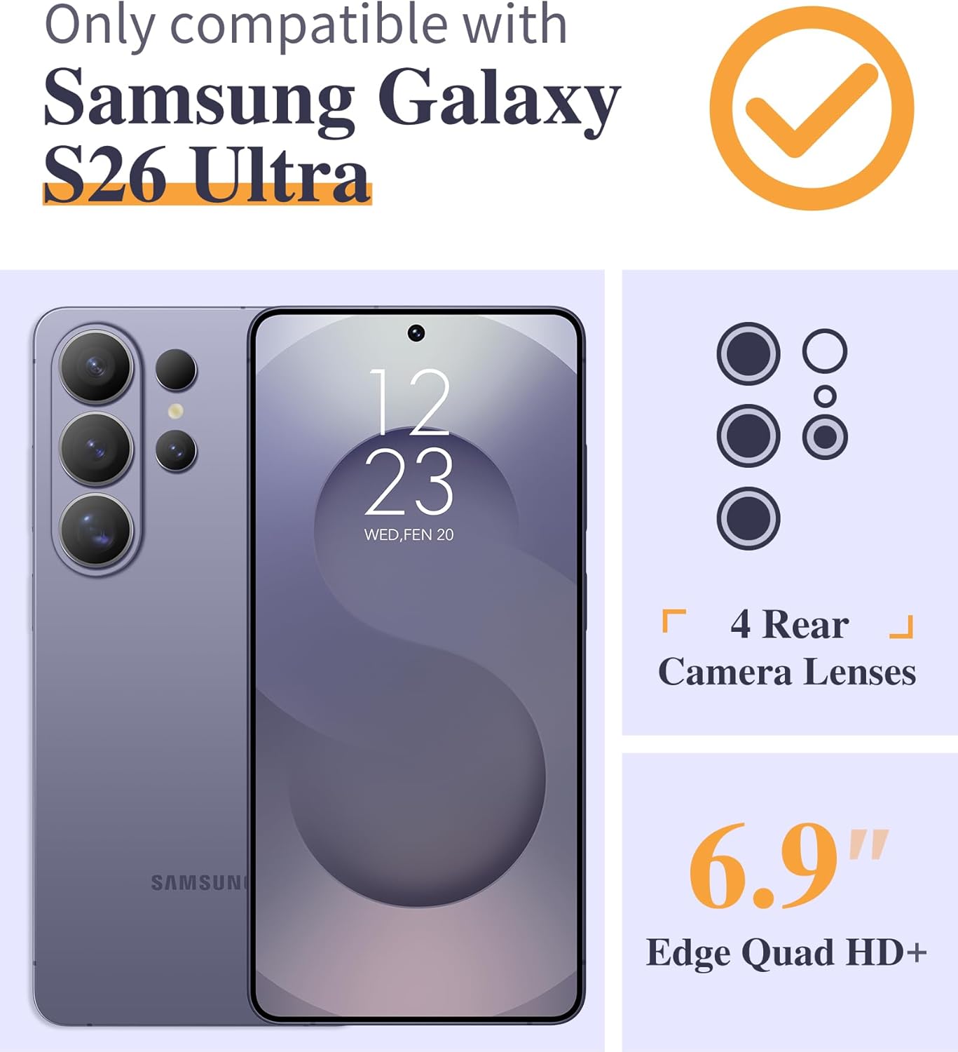 GVIEWIN Bundle - Compatible with Samsung Galaxy S26 Ultra Floral Case (Magnetic-Cherry Blossoms/Purple) + Magnetic Phone Ring Holder (Glitter/Purple)