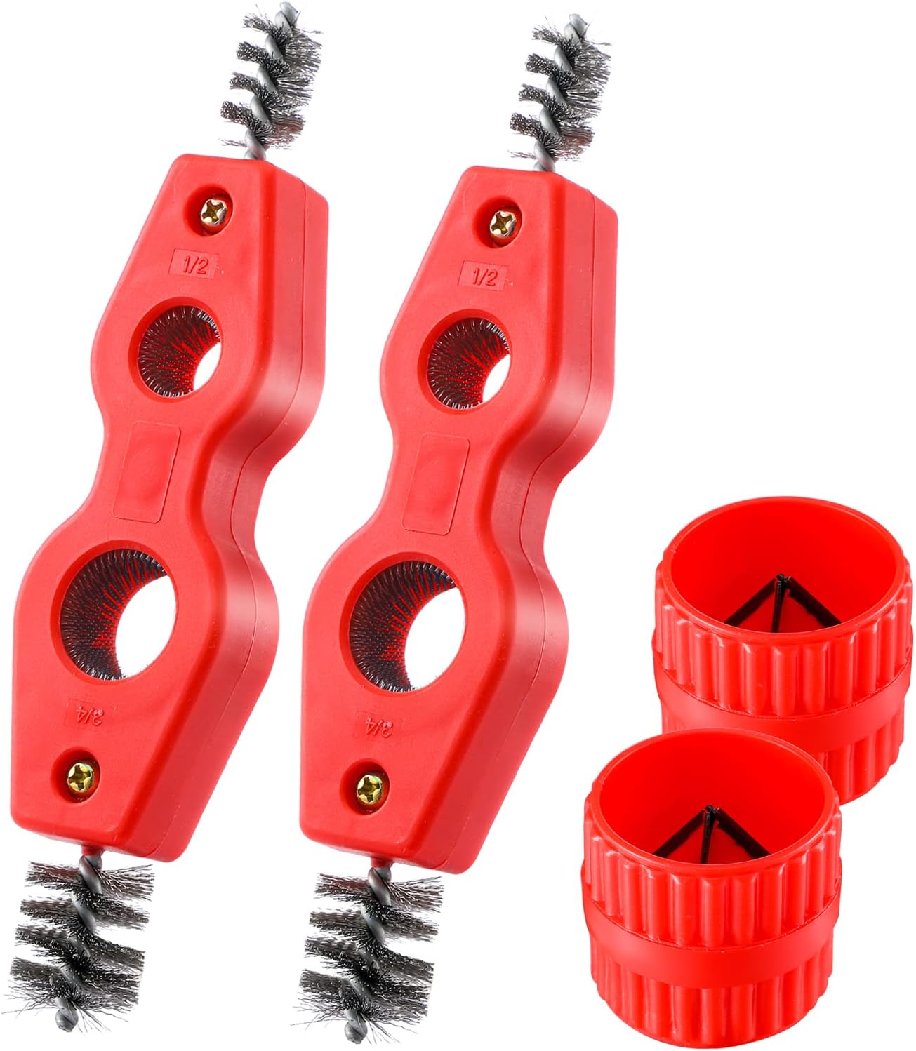 Copper Pipe Cleaner and Reamer Value Set, 4 Pieces Copper Pipe Cleaner Inner-Outer Reamer Pipe and Tube Deburring Reamer Tubing Chamfer Tool for Plumbing Installation, Soldering, Copper Pipes