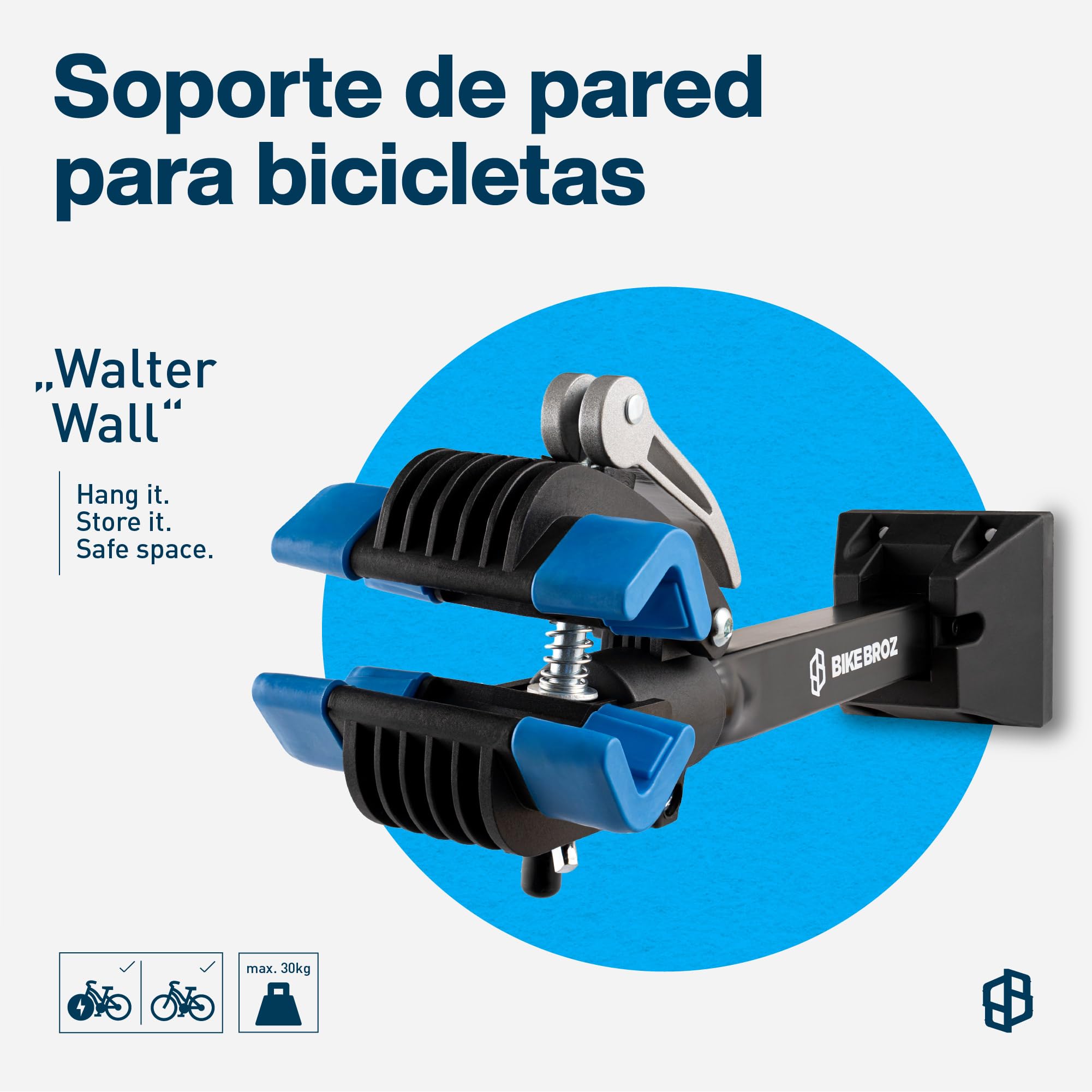Soporte de pared para bicicleta estable adecuado como soporte de montaje y soporte de reparación, bicicleta de carretera y otros,Suspensión de bicicleta de BikeBroz