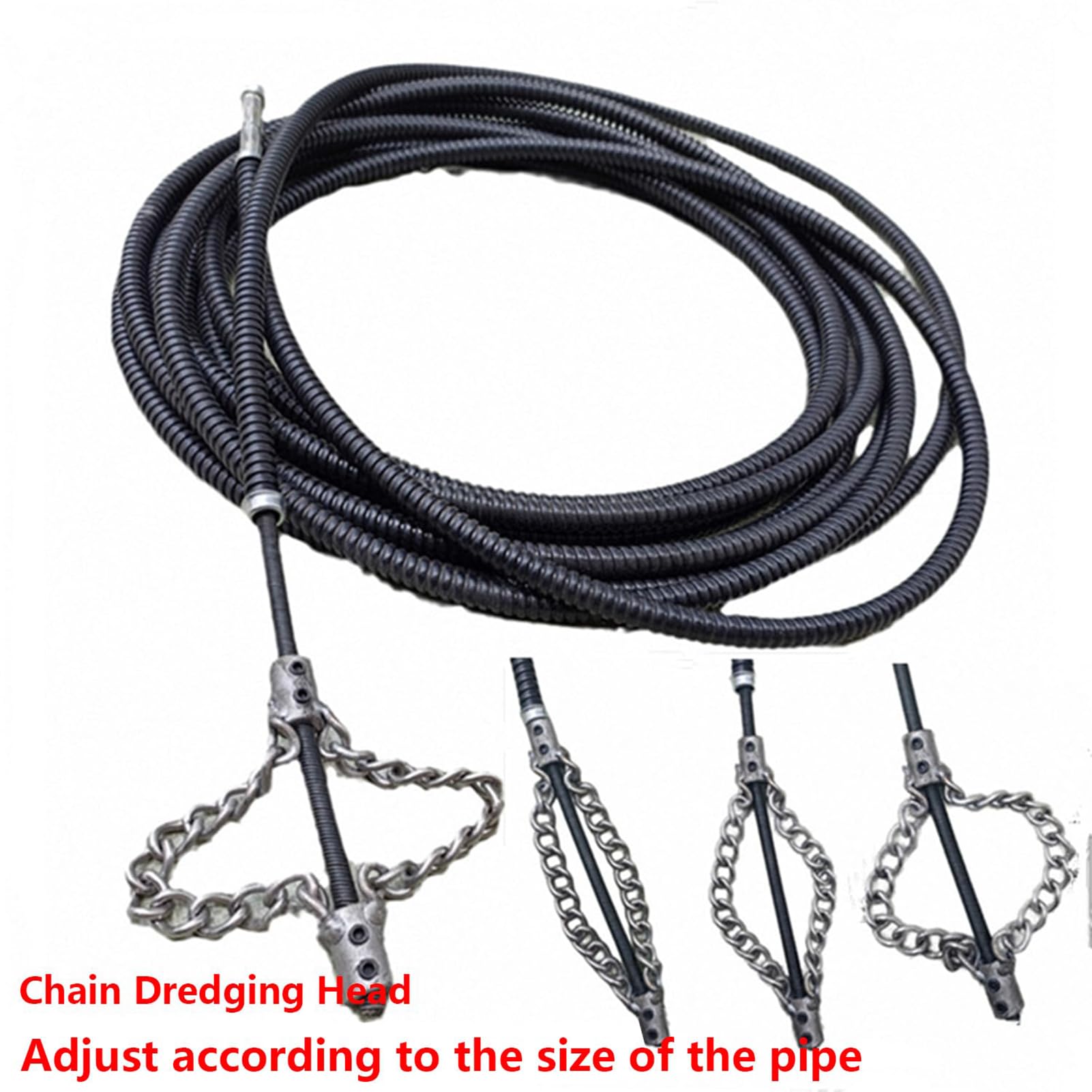 GAOXIAO Furet Électrique Deboucheur Canalisation Professionnel, Chaîne de Détartrage D'égout Flex-Shaft, pour Canalisations en PVC Toilettes Bacs Graisse Chaudières 10 m