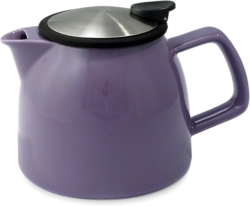 FORLIFE Bell - Tetera de cerámica con infusor de cesta, 26 onzas26.0 fl oz, morado
