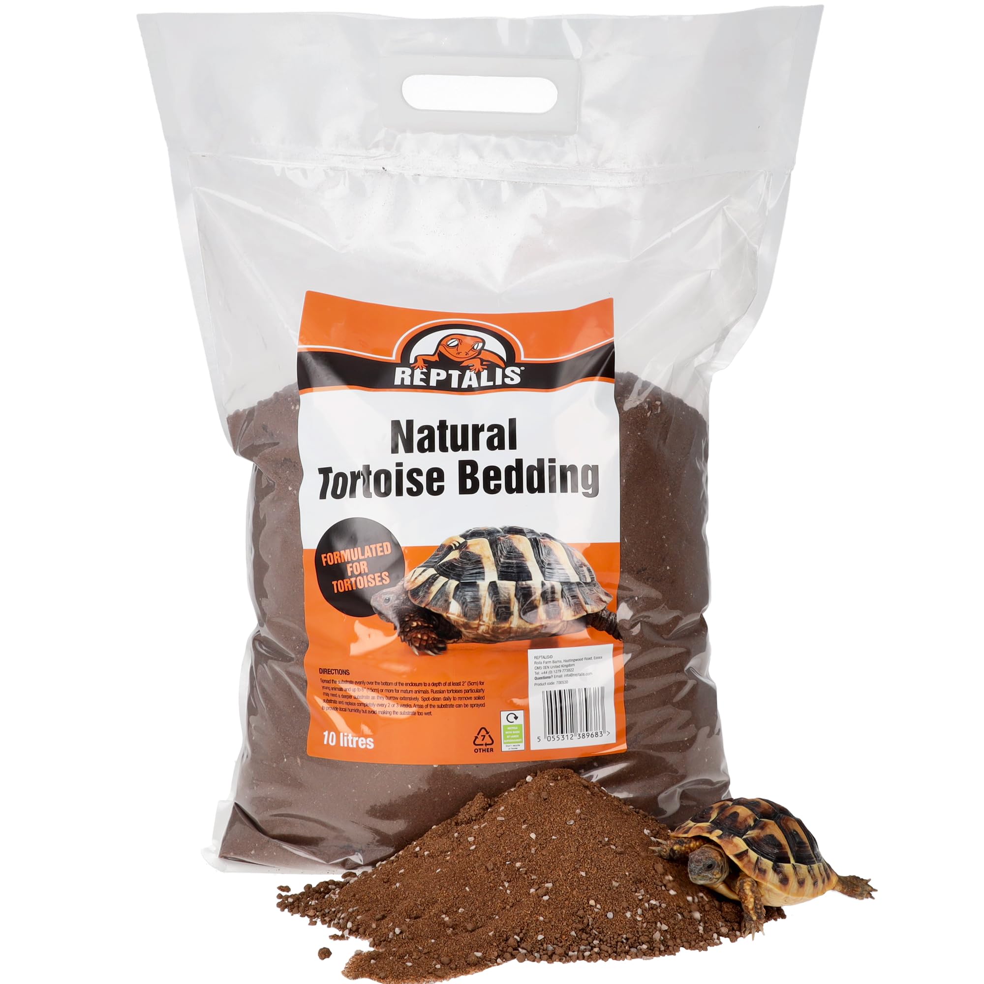 Reptalis Tortoise Bedding 10L | Natural Loam, Clay & Limestone Soil Substrate | Calcium-Enriched | Encourages Burrowing | Hermanns, Horsfield, Spur-thighed & Marginated Tortoises
