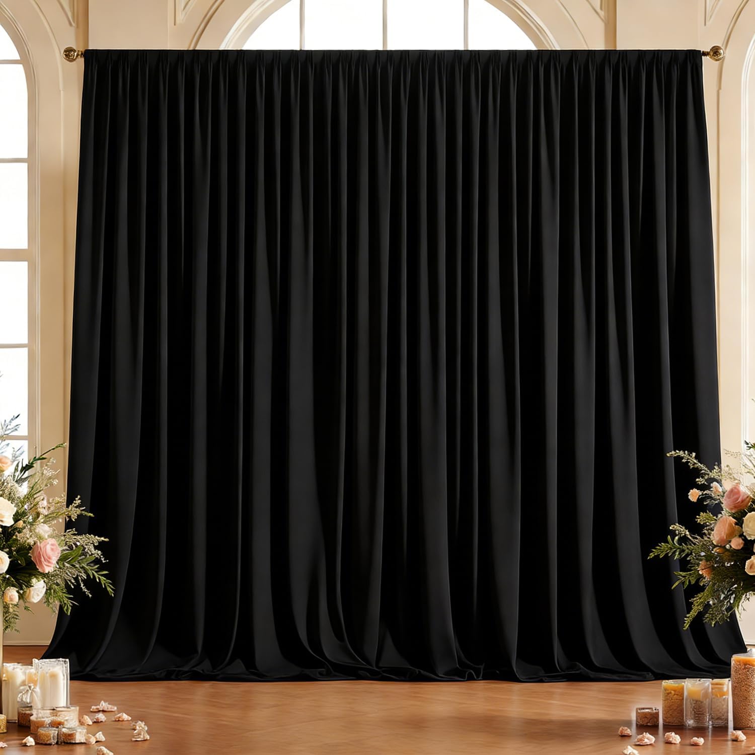 Fondo Negro Arrugas Libre 10x10 pies Poliéster para Fiestas y Fotografía