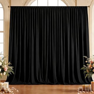 10x10ft Wrinkle Free Black Backdrop Curtain for Parties, Soft Black Photo Curtains Backdrop, Polyester Photo Backdrop Drapes for Party Birthday Baby Shower Photography Background