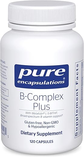 Pure Encapsulations - B-Complex Plus - Balanced B Vitamin Formula with Metafolin L-5-MTHF and Vitamin B12 - 120 Capsules