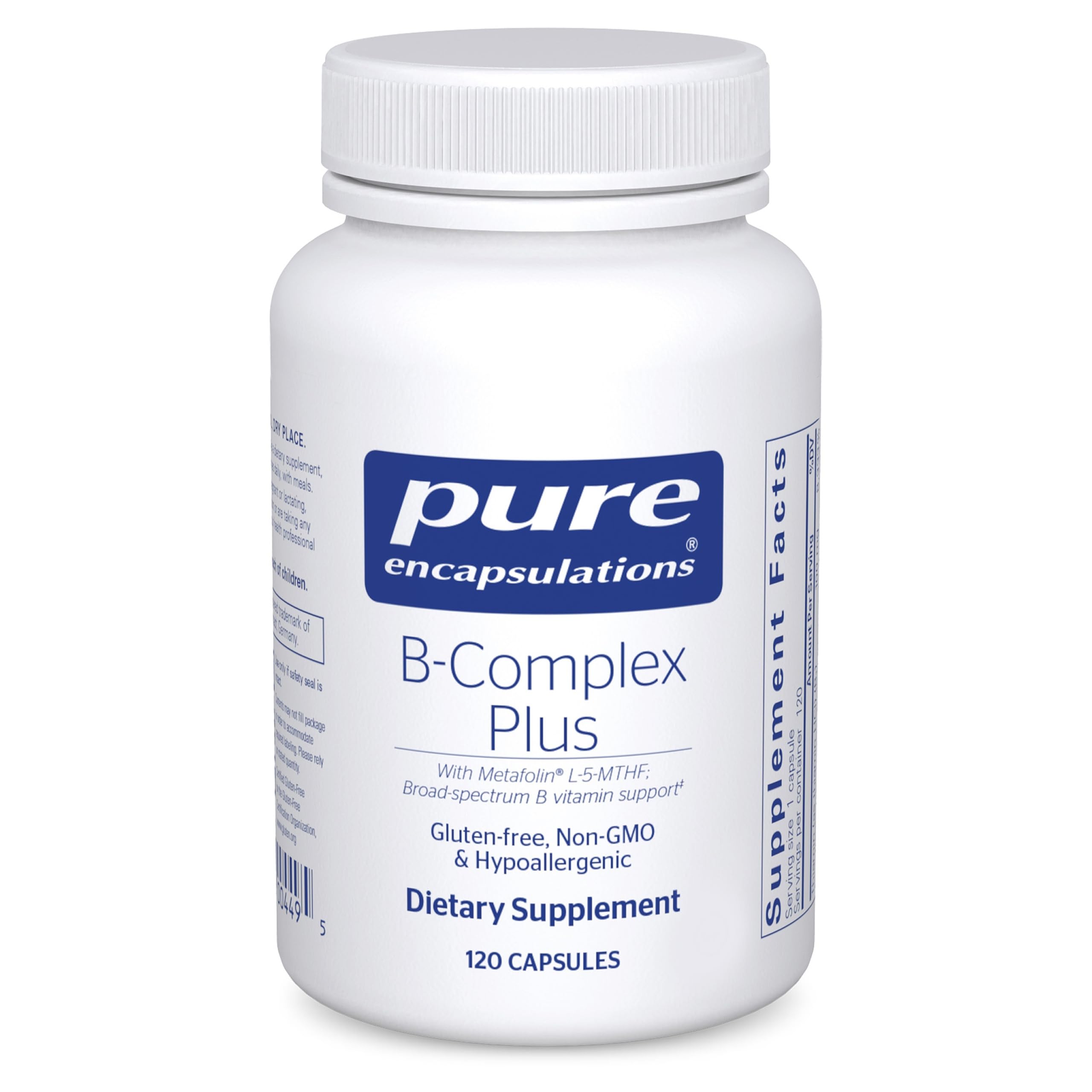 Pure EncapsulationsB-Complex Plus - B Vitamins Supplement to Support Neurological Health, Cardiovascular Health, Energy Levels & Nervous System Support* - with Vitamin B12 & More - 120 Capsules