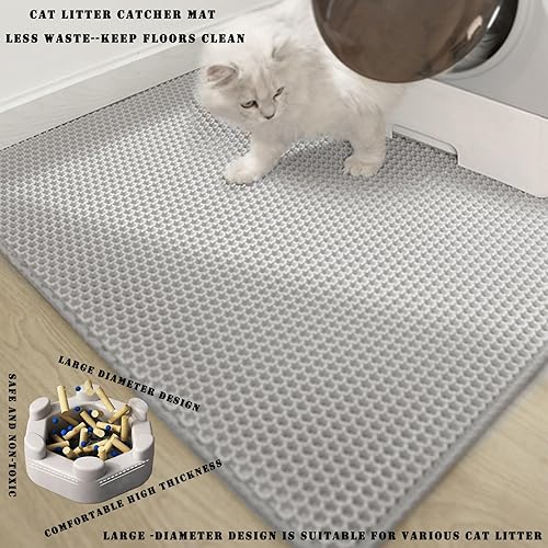Miniatura 4 de HCY&WLD Tapete de arena para gatos, 45 x 26, 35 x 24, 30 x 22, 24 x 18 pulgadas, EVA antideslizante, impermeable, a prueba de orina, fácil de
