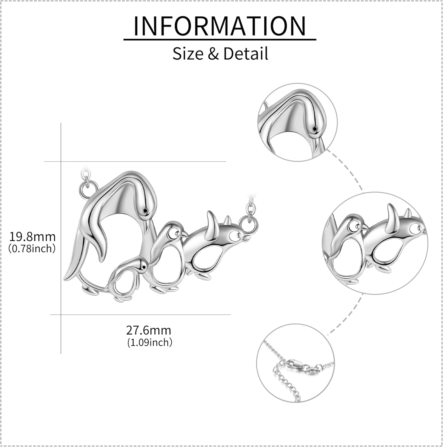 ONEFINITY Mother Daughter Necklace 925 Sterling Silver Penguin/Mama Bear/Fox/Pig/Giraffe/Panda/Cow/Hippos Pendant Necklace Mother Son Daughter Anniversary Jewelry Mothers Gifts for Women Mom Grandma - Image 3