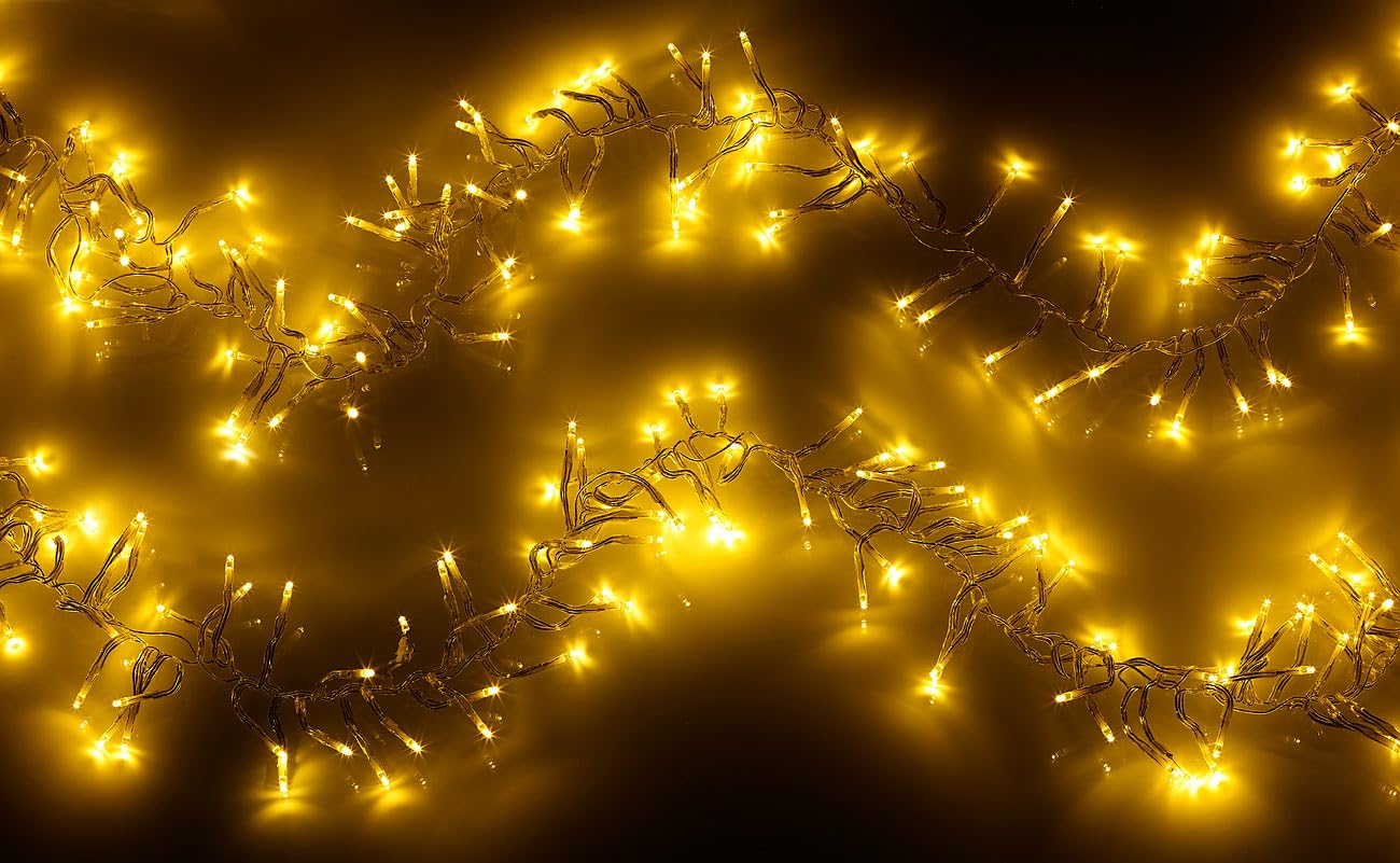Lunartec Lichterkette Smart: 2er-Set WLAN-LED-Büschel-Lichterketten, 300 LEDs, App, 6m, transparent (Cluster-Lichterkette außen, App gesteuerte Lichterketten, Dimmer)