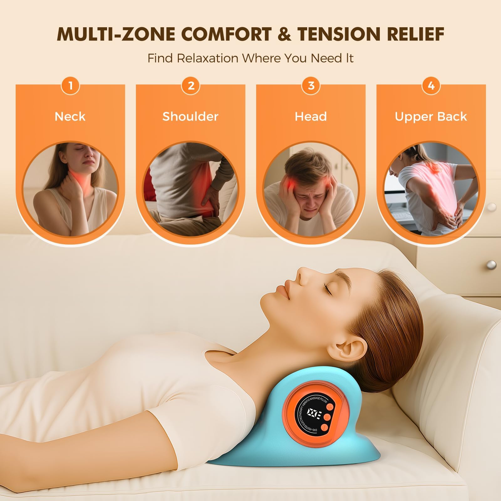 Appareil De Massage Cervical, Appareil De Massage Electrique Chauffant Portable Pour Le Cou Avec Télécommande, Masseur Cervical, Idéal Pour Les Voyages Et Les Employés De Bureau