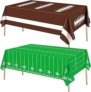 Esjay Football Tablecloth Party Decorations, Football Table Covers Disposable Plastic, Football Themed Birthday Party Supplies Decorations, 2 Pack(54”x72”)