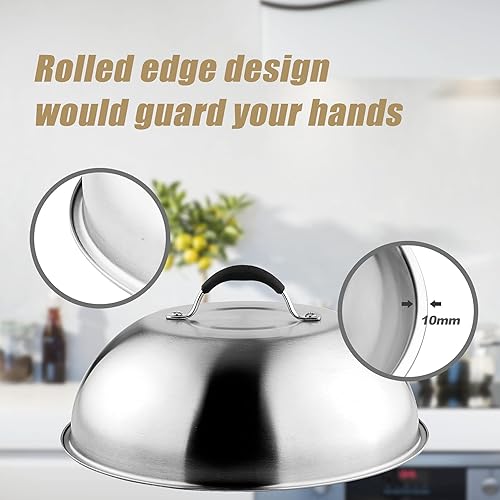 Miniatura 4 de only fire Chesse - Cúpula fundidora de Chesse, cubierta de vapor redonda resistente de 9 y 12 pulgadas, accesorios de parrilla de acero inoxidable