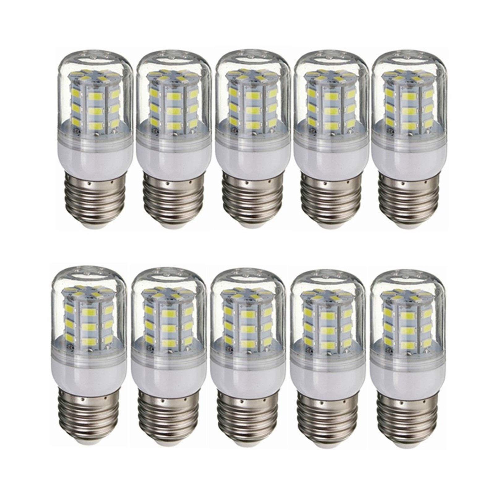 Niski napięcie E27 Podstawowa Żarówka LED 12V Non-Dimmable 24-5730 SMD 4WATT 30-WAT EQUALENT DC 12-80V Pack 10 (Color : Zimna biel)