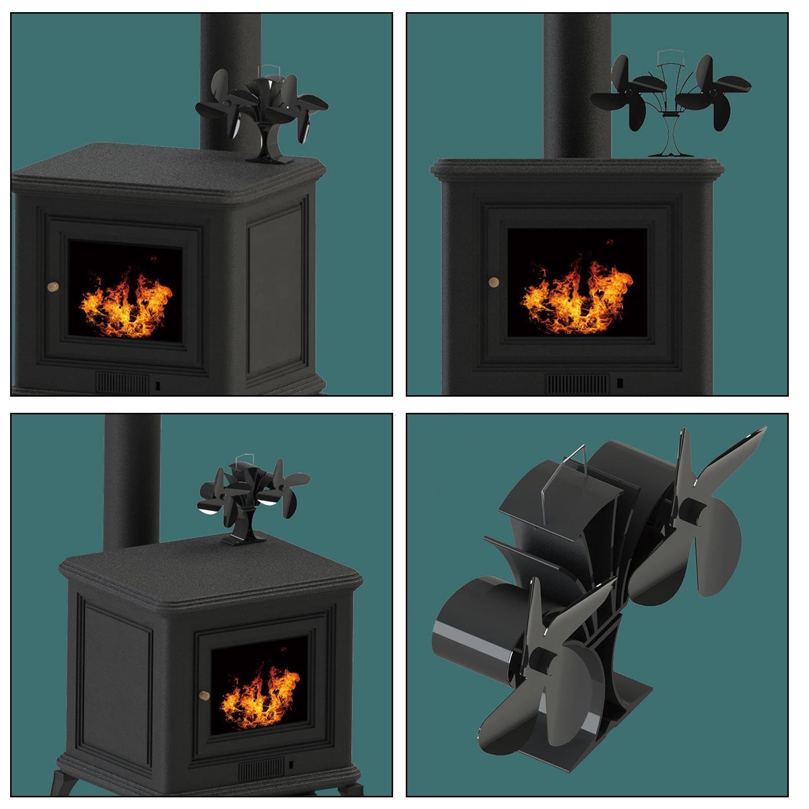 Ventilatore Per Stufa A Legna - Ventilatore Ecologico Silenzioso | Alimentato A Calore, Ventilatori Per Non Elettrici Per La Casa | Ventilatores Per Circolatore Di Riscaldamento Con Bruciatore