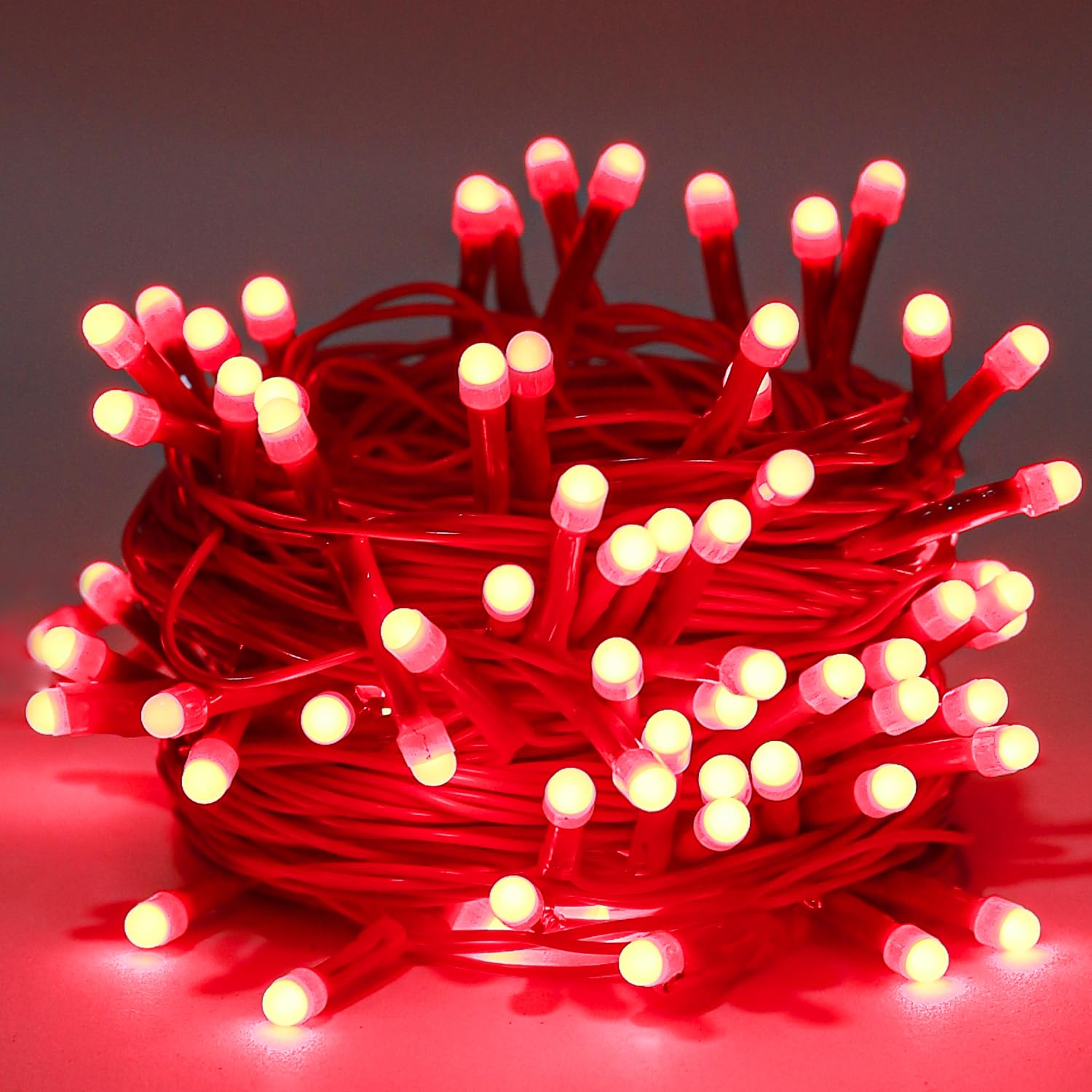 Lexton 40 LED Power Pixel Serial String/Fairy Light | Plug Sourced | Suitable for Home & Outdoor Decoration, Diwali, Christmas, Ramadan, Wedding, Party, Festival (Pack of 10, Red)
