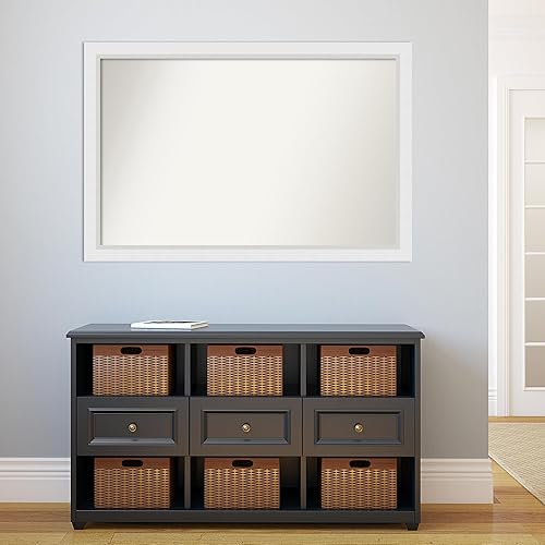 Miniatura 10 de Amanti Art Espejo de pared personalizado no biselado (27 x 28 pulgadas), marco blanco de cuña, varios tamaños personalizados, espejo de baño blanco