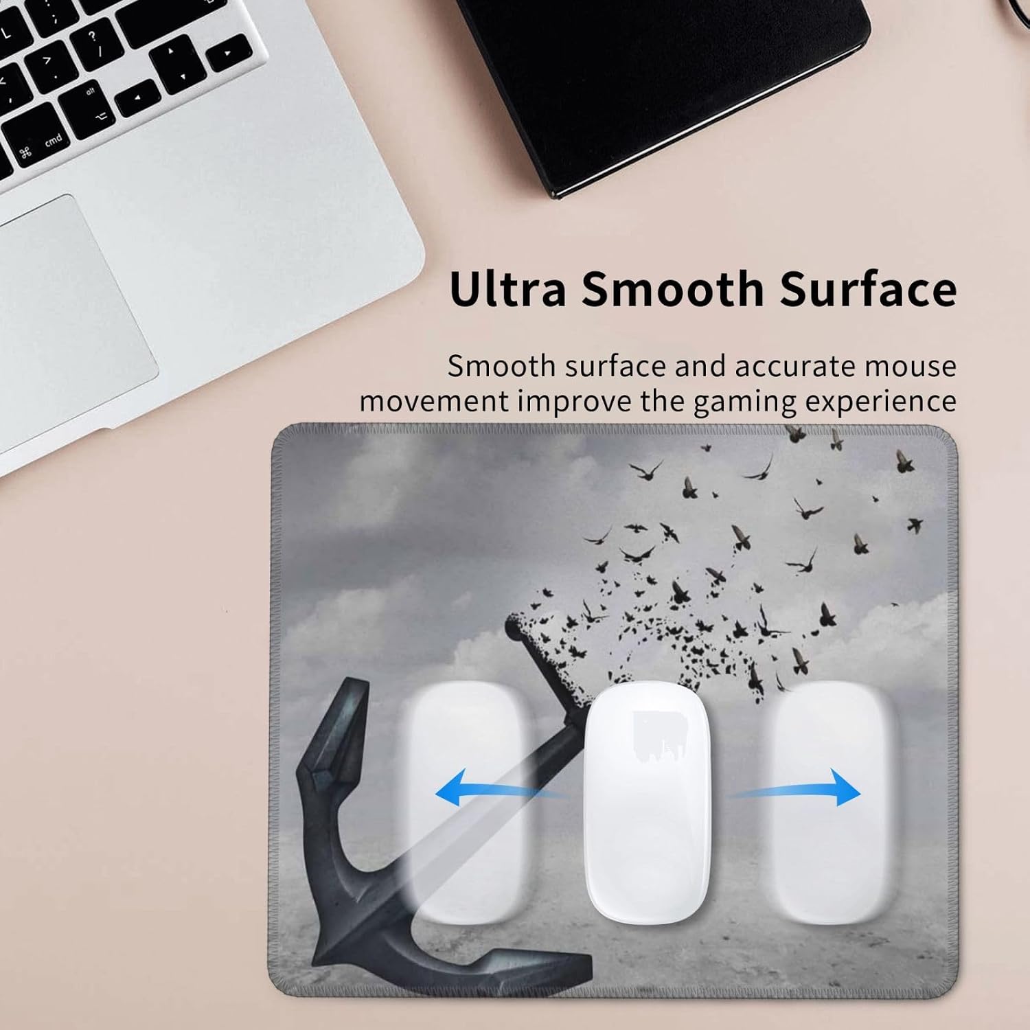 Heavy Anchor and Flying Group of Birds White Grey Sky Non-Slip Rubber Base Office Gaming Mouse Pad for Computer Laptop Desk Accessories 7.9 X 9.5 Inch image 4