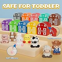 Vista 5 de Juguete de aprendizaje para niños pequeños de 1, 2 y 3 años, 20 piezas de animales de granja y marionetas de dedo, juguetes Montessori para niños