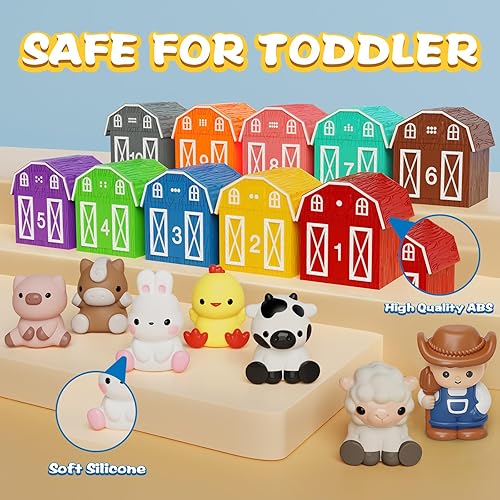 Miniatura 5 de Juguete de aprendizaje para niños pequeños de 1, 2 y 3 años, 20 piezas de animales de granja y marionetas de dedo, juguetes Montessori para niños,