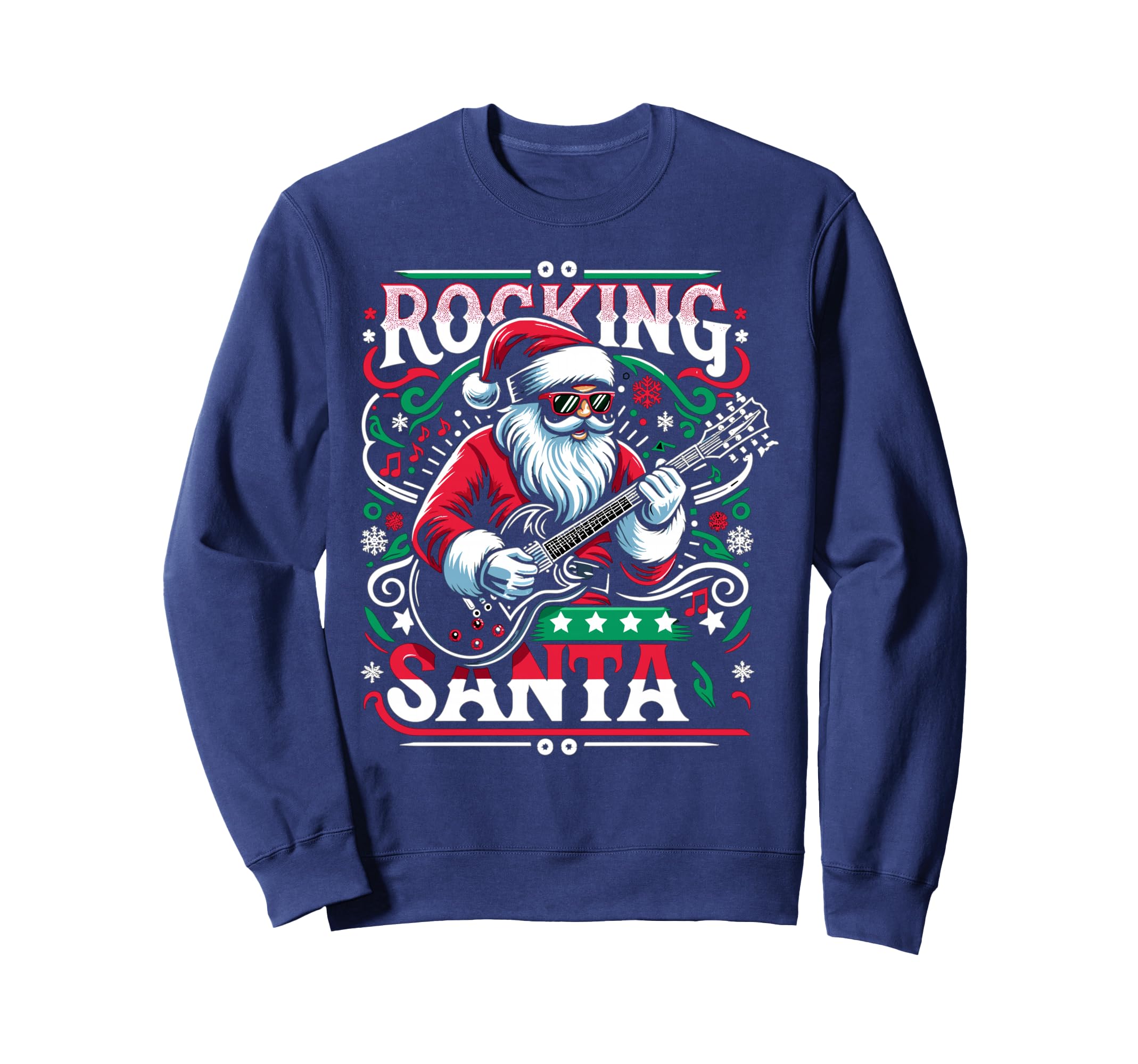 The Rocking Santa Christmas Rock Guitar Santa Sweatshirt