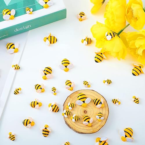 Miniatura 6 de Jetec 100 adornos de abejas de resina diminutas de 0.98 pulgadas, 0.74 pulgadas, 0.55 pulgadas, pequeñas abejas para manualidades, adornos en forma