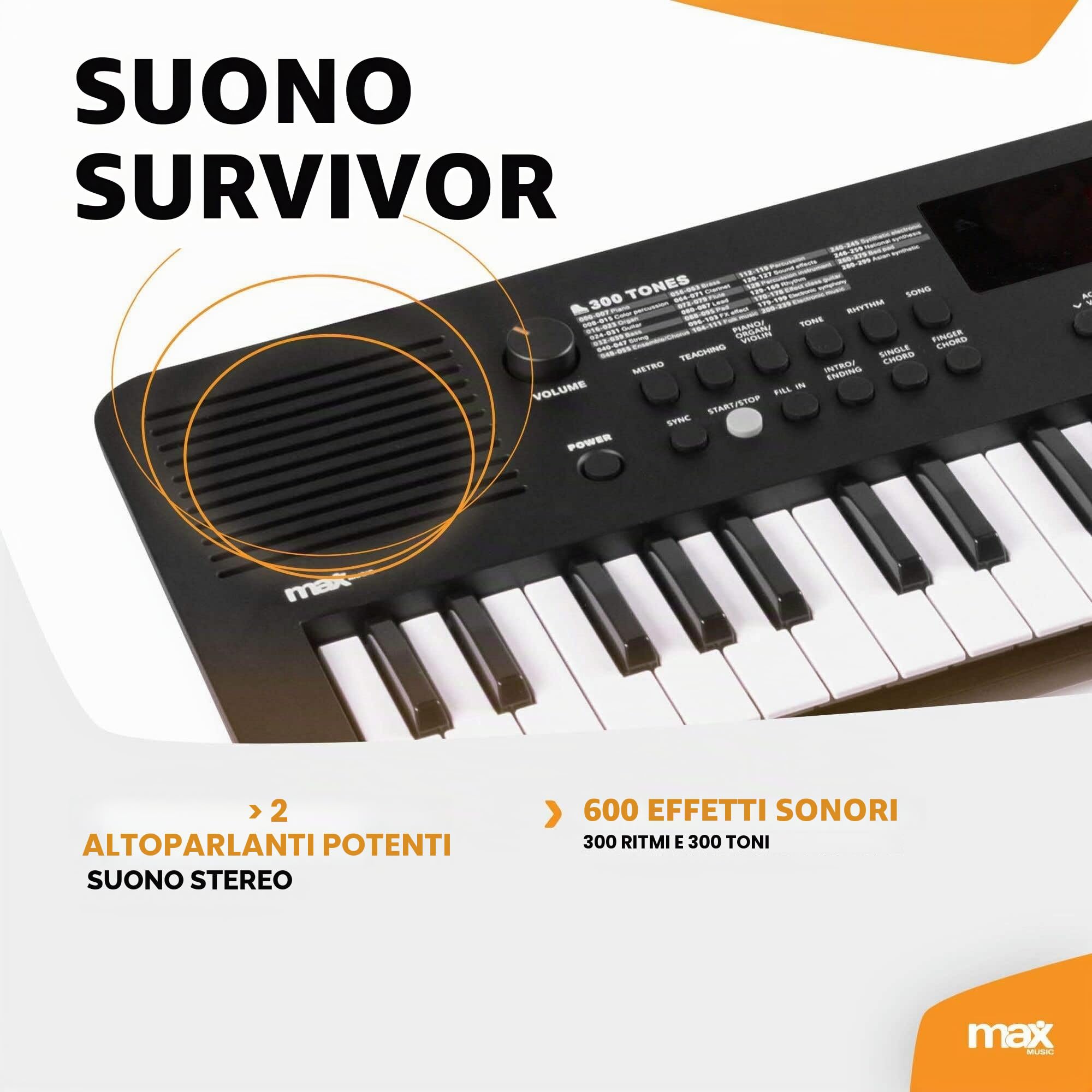 MAX Rhapsody - Tastiera elettrica a 49 tasti per principianti, perfetta tastiera elettronica, ideale per principianti, con 6 mesi di lezione, divertente e facile da suonare