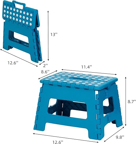 Miniatura 7 de TRY & DO Taburete plegable de 2 piezas de superficie antideslizante de 9 pulgadas con mango portátil para niños, adultos, baño, cocina, dormitorio,