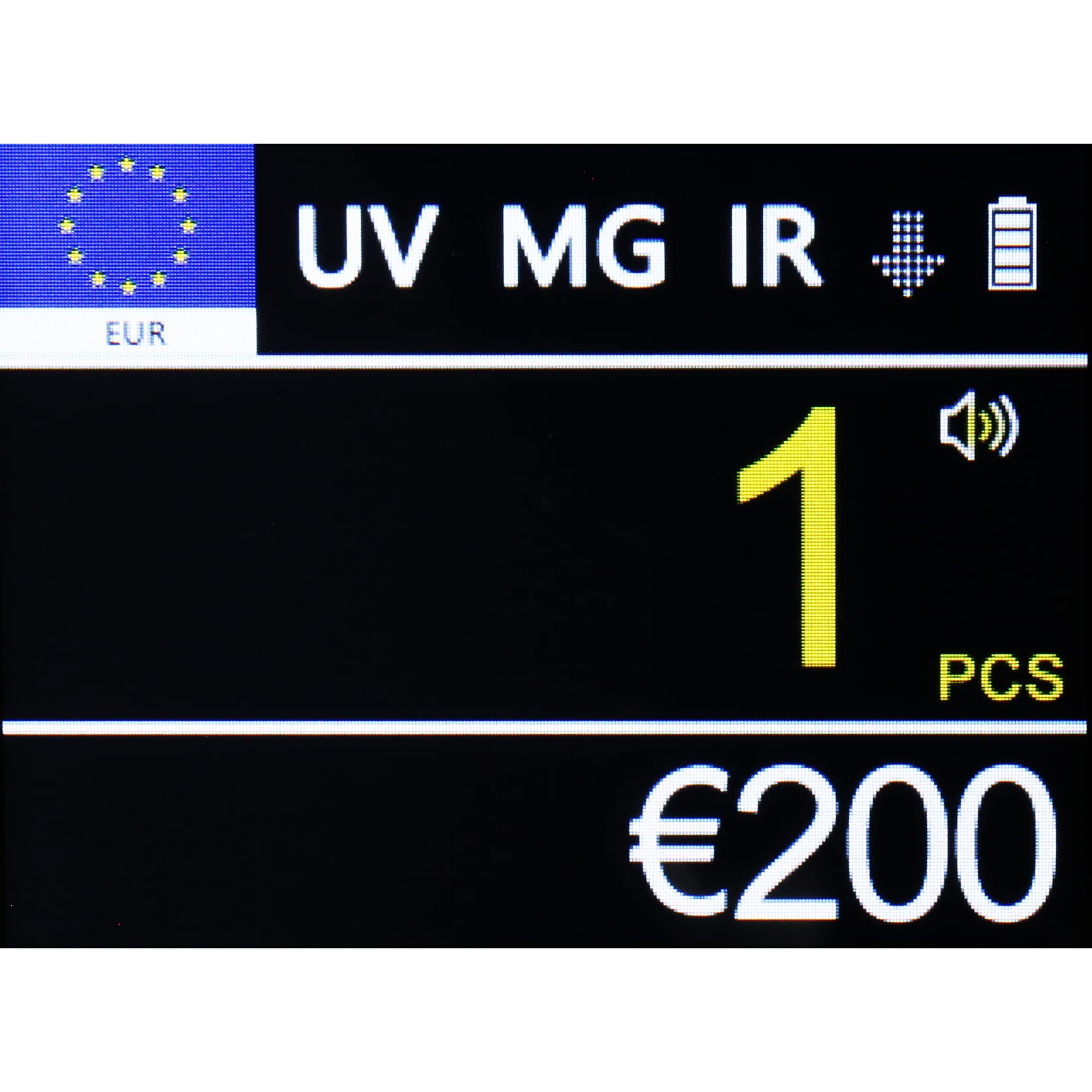 Monepass D8X PRO - Détecteur Professionnel de faux billets Euro avec 8 systèmes de détection et une fiabilité de 100% (test BCE) et Batterie incluse