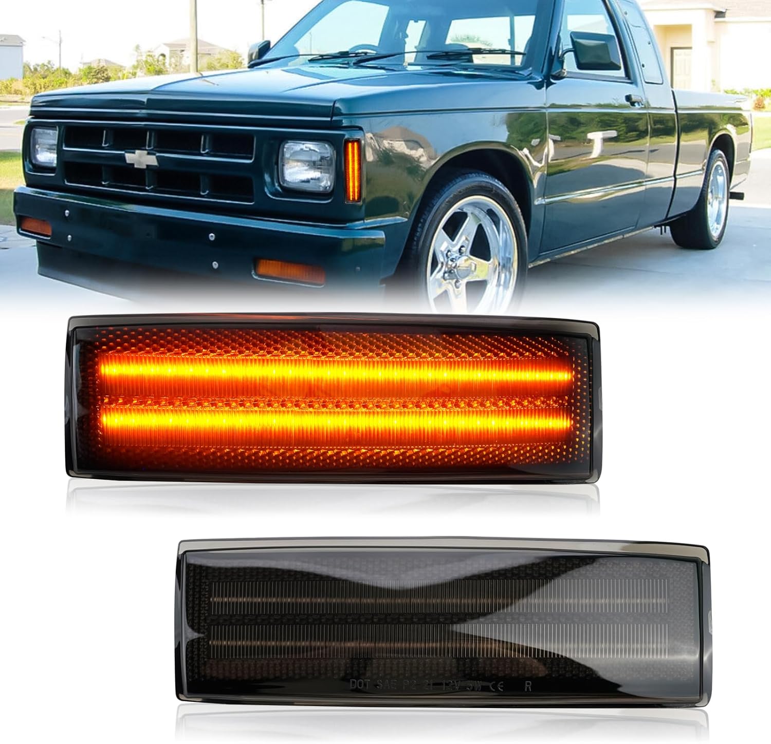 DLumina LED Side Marker Lights Assembly Smoked Lens Amber