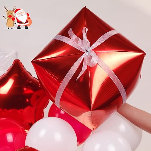 Miniatura 7 de Kit de arco de guirnalda de globos de Navidad, 149 globos blancos y rojos con copo de nieve de invierno, paleta de bastón de caramelo y caja de