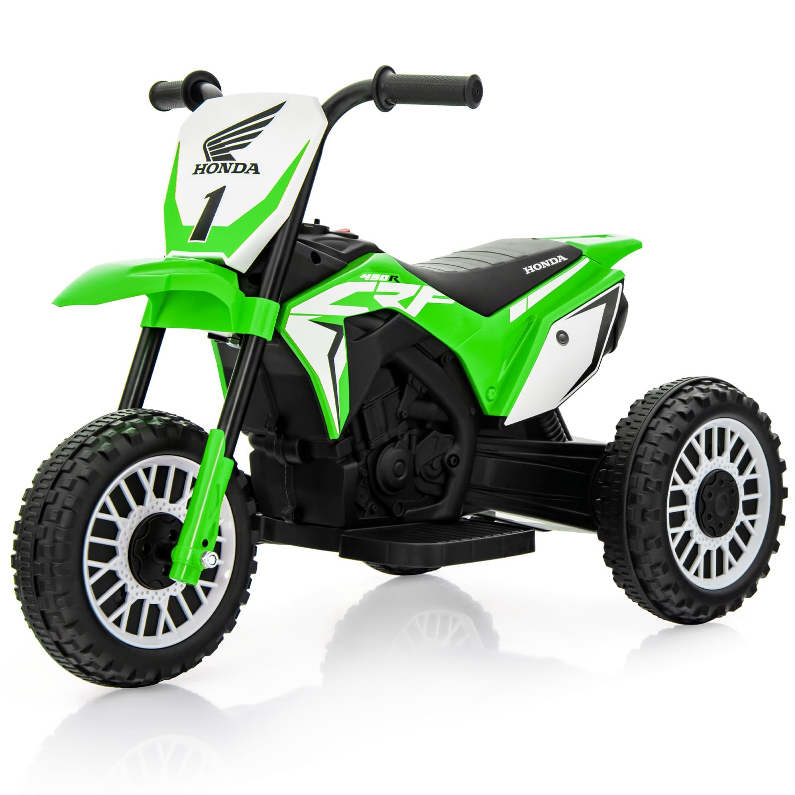 COSTWAY 6V Kids Electric Motorbike, 3 Wheels Ride on Motorcycle with Horn, Honda Licensed Battery Powered Vehicle Toy for Boys Girls 18-36 Months Old (Green)