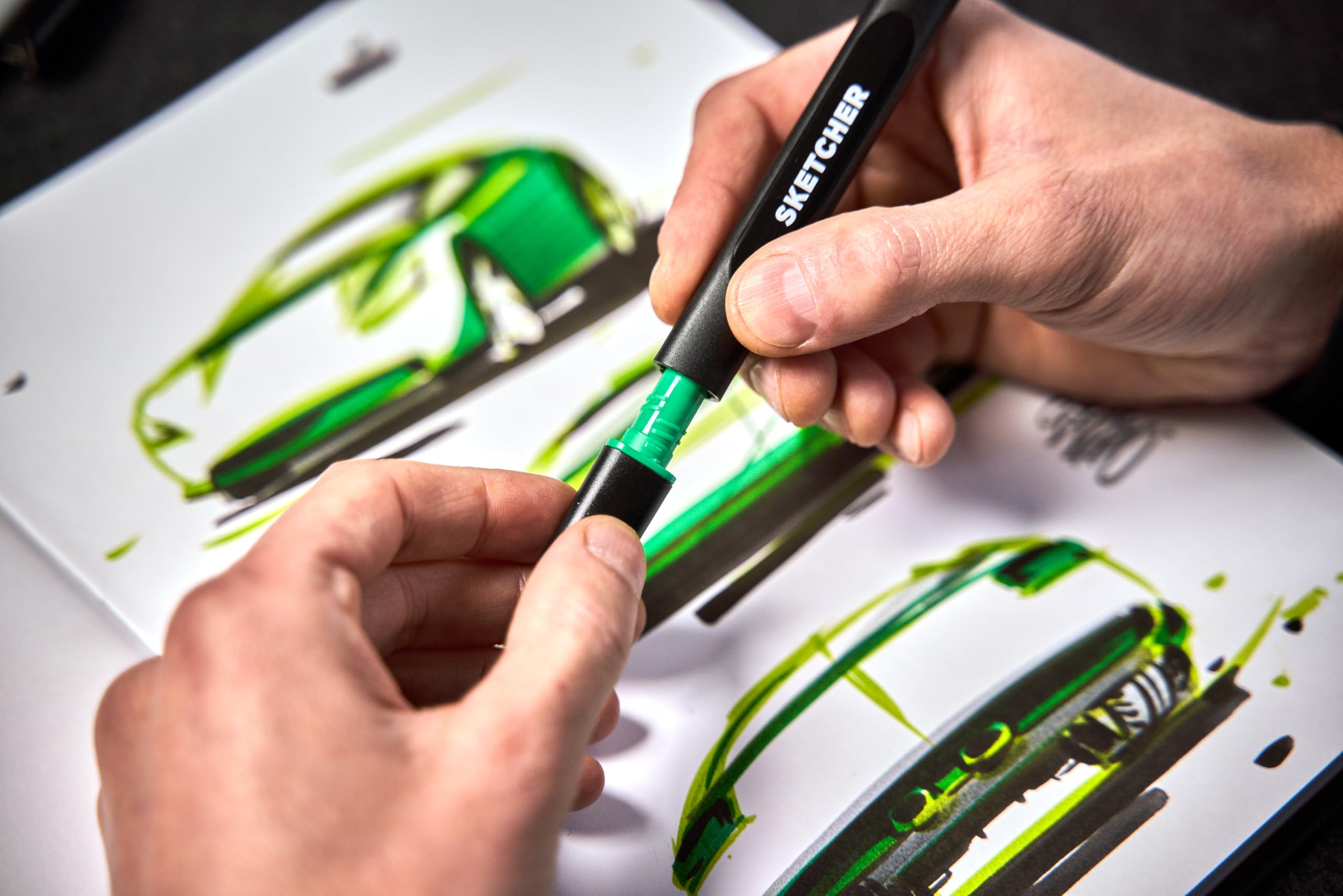 Molotow Sketcher Twinmarker Main Kit 1 (punta de pincel y punta biselada de 3 mm, tinta Aqua Pro, secado rápido, para aplicación al papel), 12 bolígrafos multicolor