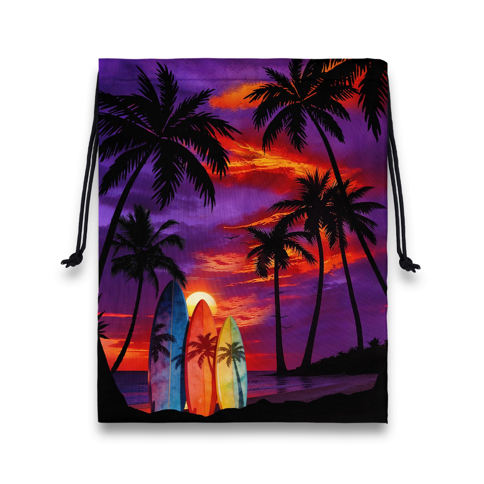 Purple Palm Trees Gymnasts Grip Bag Lightweight Drawstring Bags for Gym Sports