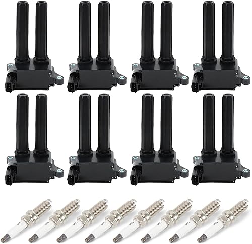 Paquete de 8 bobinas de encendido UF504 y 16 bujías de iridio LZFR5CI-11 compatibles con Dodge Durango Challenger 2009-2019 Charger 2009-2020 para
