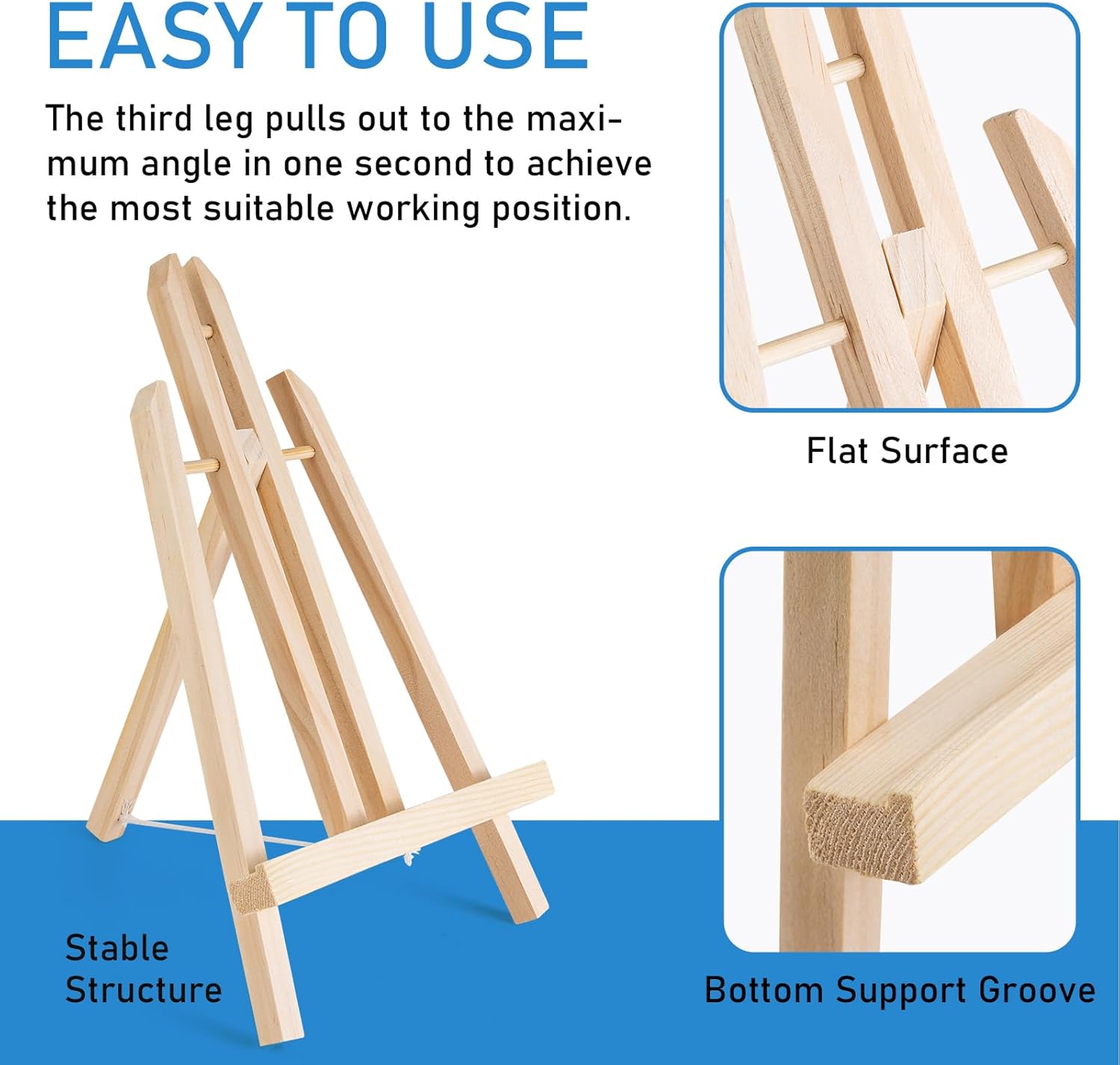 Falling in Art 12Inch Wood Easel Stand, Tabletop Display Stand A-Frame Artist Easel for Painting Canvas, Portable Photo, Picture and Sign Holder (4 Pack) - Image 3