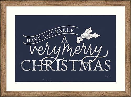 Amanti Art Framed Wall Art Print 32x44 Vintage Christmas IV Blue by Becky Thorns, Holidays Wall Art, Vintage Decor, X-Large Poster Painting Artwork