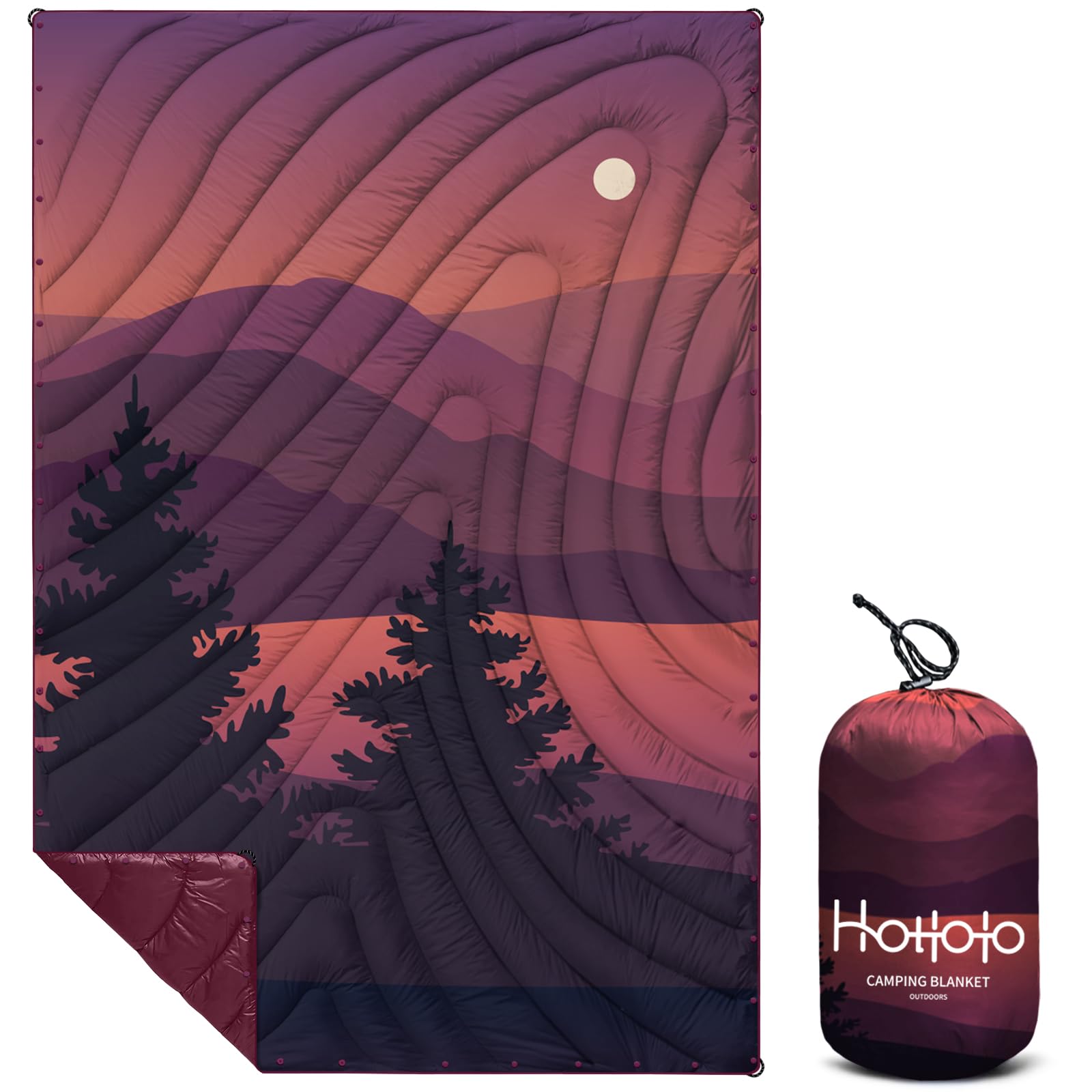 Camping Blanket,Lightweight Down Alternative Puffy Printed Camping Blanket Packable Outdoor Blanket for Camping,Traveling, Stadium, Hiking, Picnics