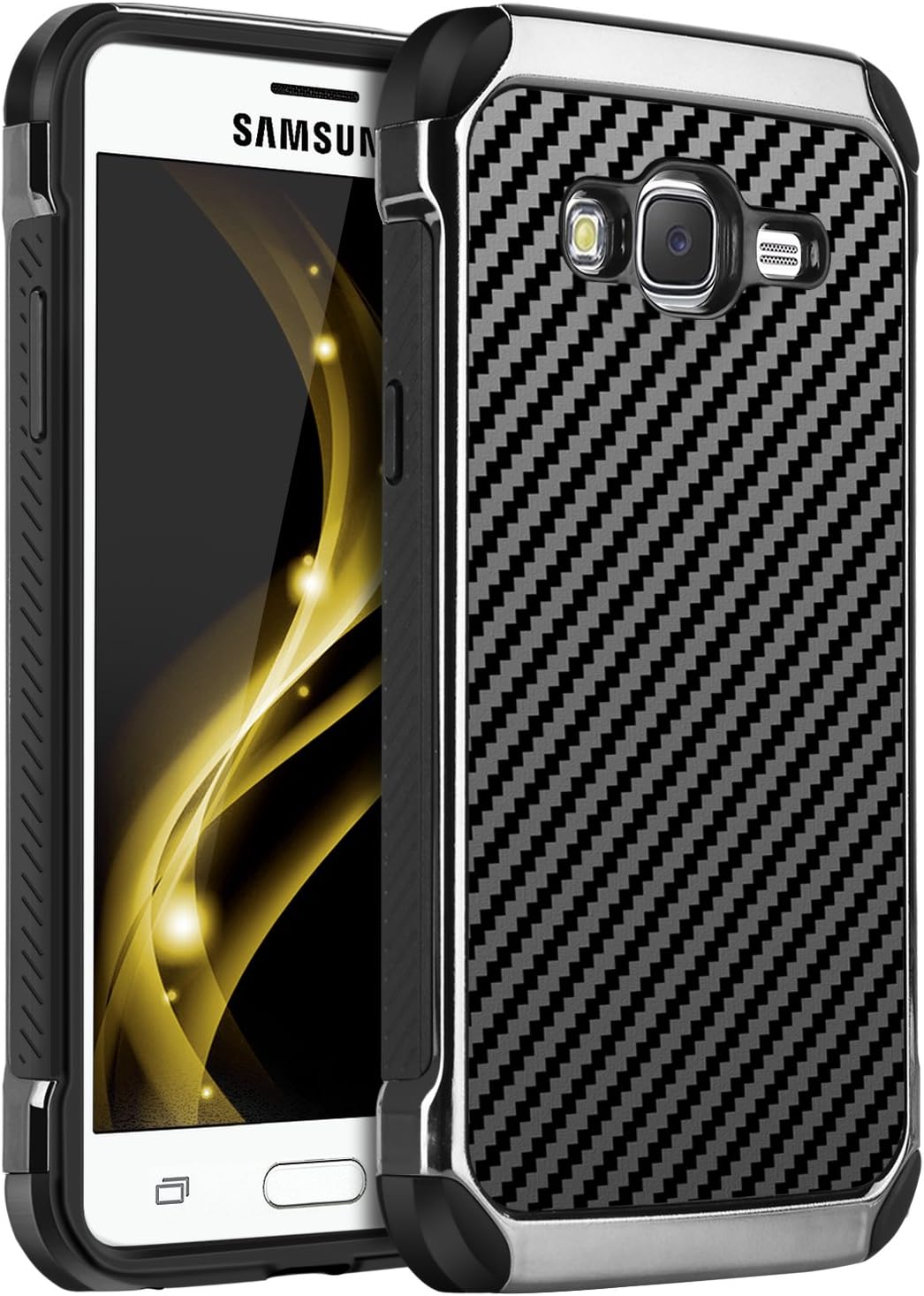 BENTOBEN J3 Case, Express Prime Case, Amp Prime Case, Shock Absorption Hybrid Hard PC Anti-Scratch Protective Case Cover for Samsung Galaxy J3 / Express Prime/Amp Prime Black