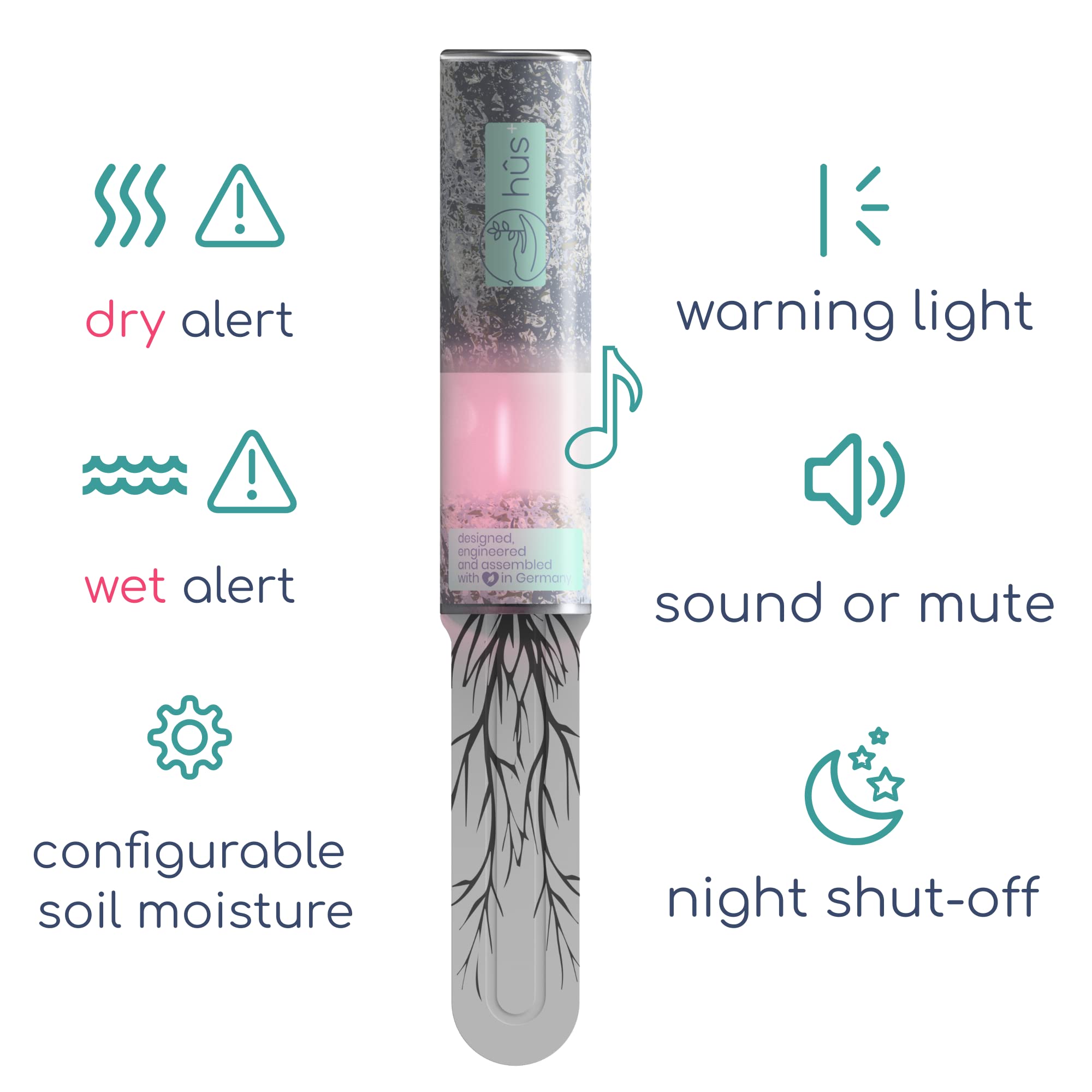 Sensore WiFi Per Piante Hûs+ Flower Smart | Misuratore Umidità E Allarme Irrigazione, Impermeabile IPX7, Durata Batteria 2 Anni