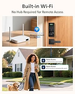 Philips Built-in WiFi Smart Lock, Keyless Entry Door Lock with App, Touchscreen, Indicator Light, Fingerprint Door Lock Compatible with Alexa & Google, Splash-Proof Design, Includes 8 Batteries