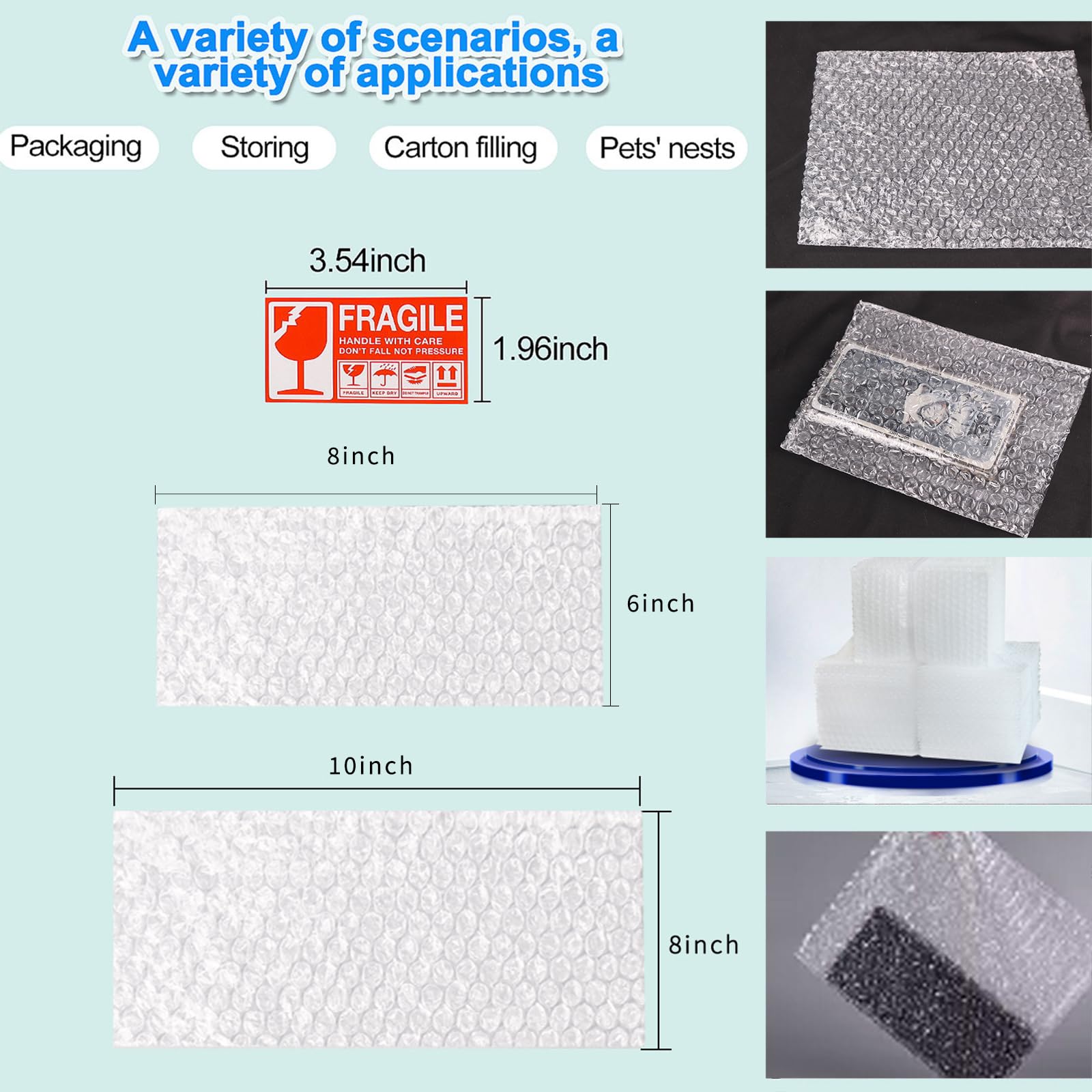 100 Pcs Bubble Pouches, 6''x8'' and 8''x10'' Bubble Bag for Packing, Which is Anti-Impact Come with Exquisite Sealing Label Storage Packing and Moving. (6