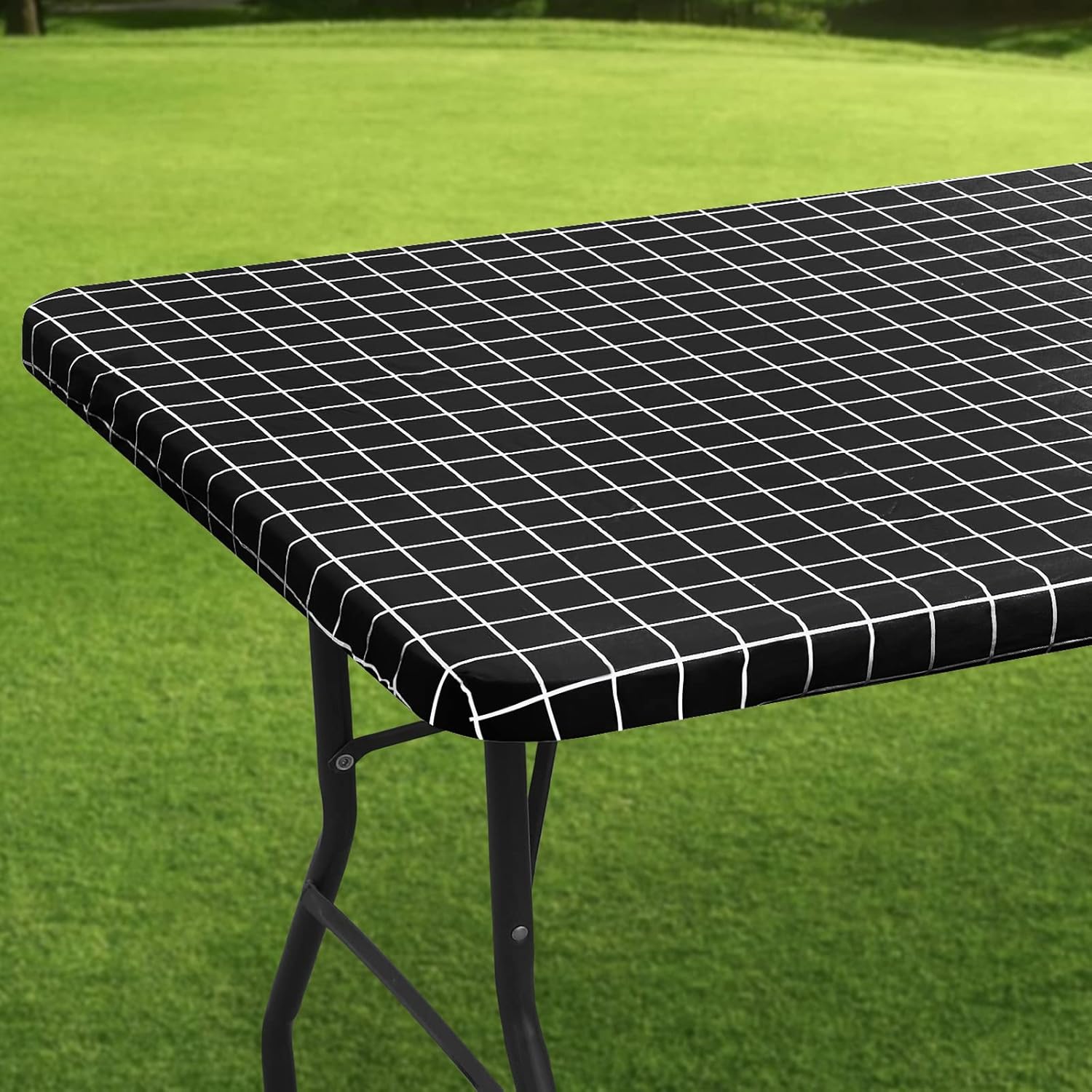Spotjoy Rectangle Table Cloth, Elastic Fitted Flannel Backed Plastic Table Covers