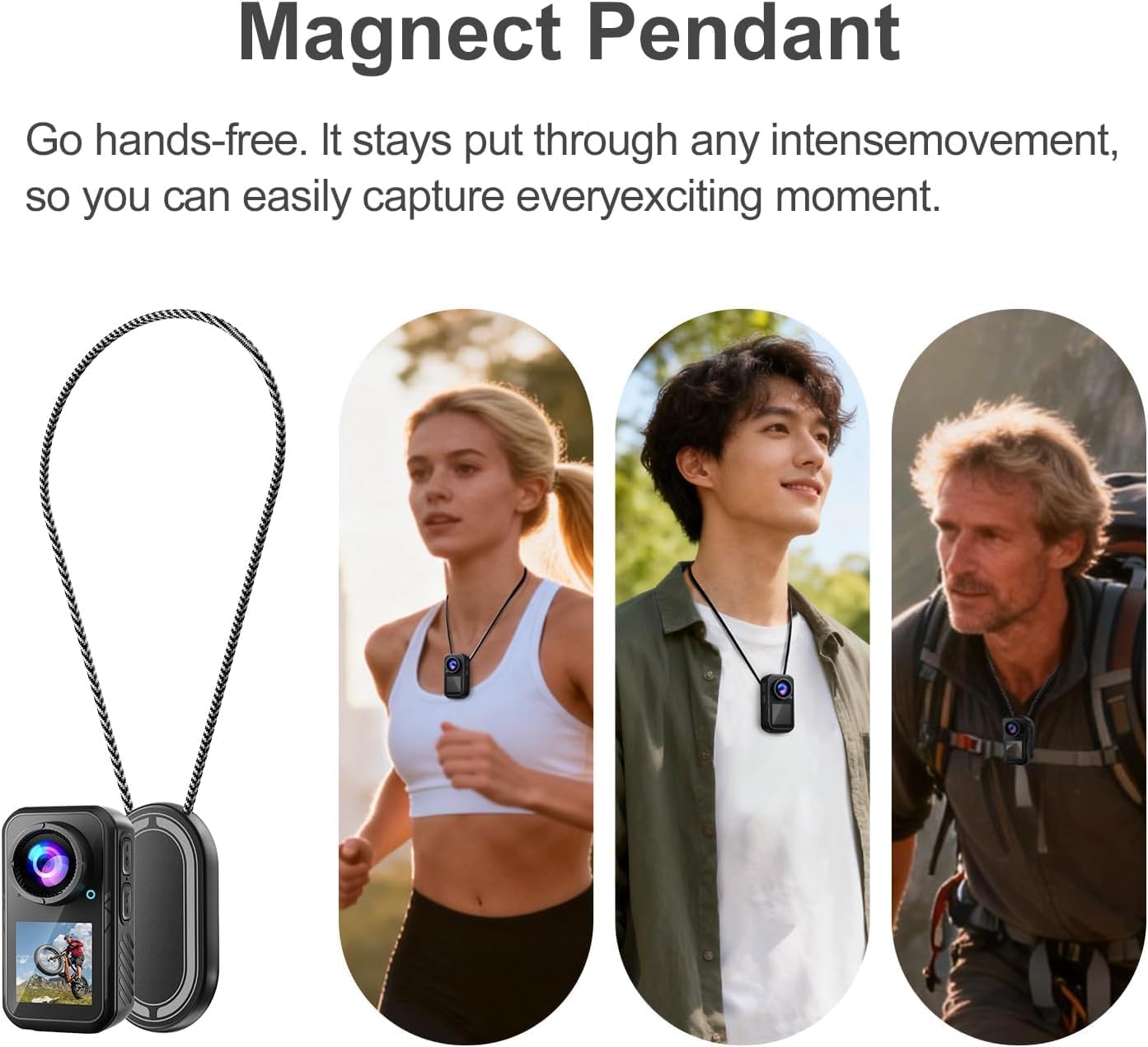 Motorcycle Camera with Stabilization & EIS, POV Chest Magnetic Action Camera with Dual Screen,1080P Wearable Thumb Camera,with Helmet Mount for Motorcycle/Bike Cycling Running Or Walking (16GB)
