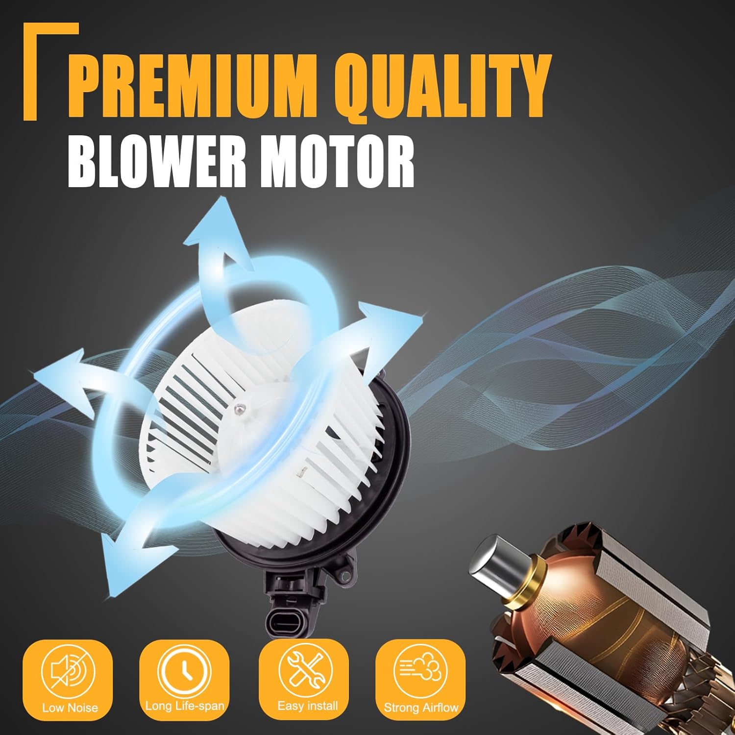 GSPSCN 700237 AC Blower Motor with Fan for2009-2014 Ford F150, 2009-2017 Ford Expedition, 2009-2017 Lincoln Navigator - HVAC Heater Blower Motor Replaces# AL1Z19805A，AL1Z19805A，AL1Z19805A，FO3126130